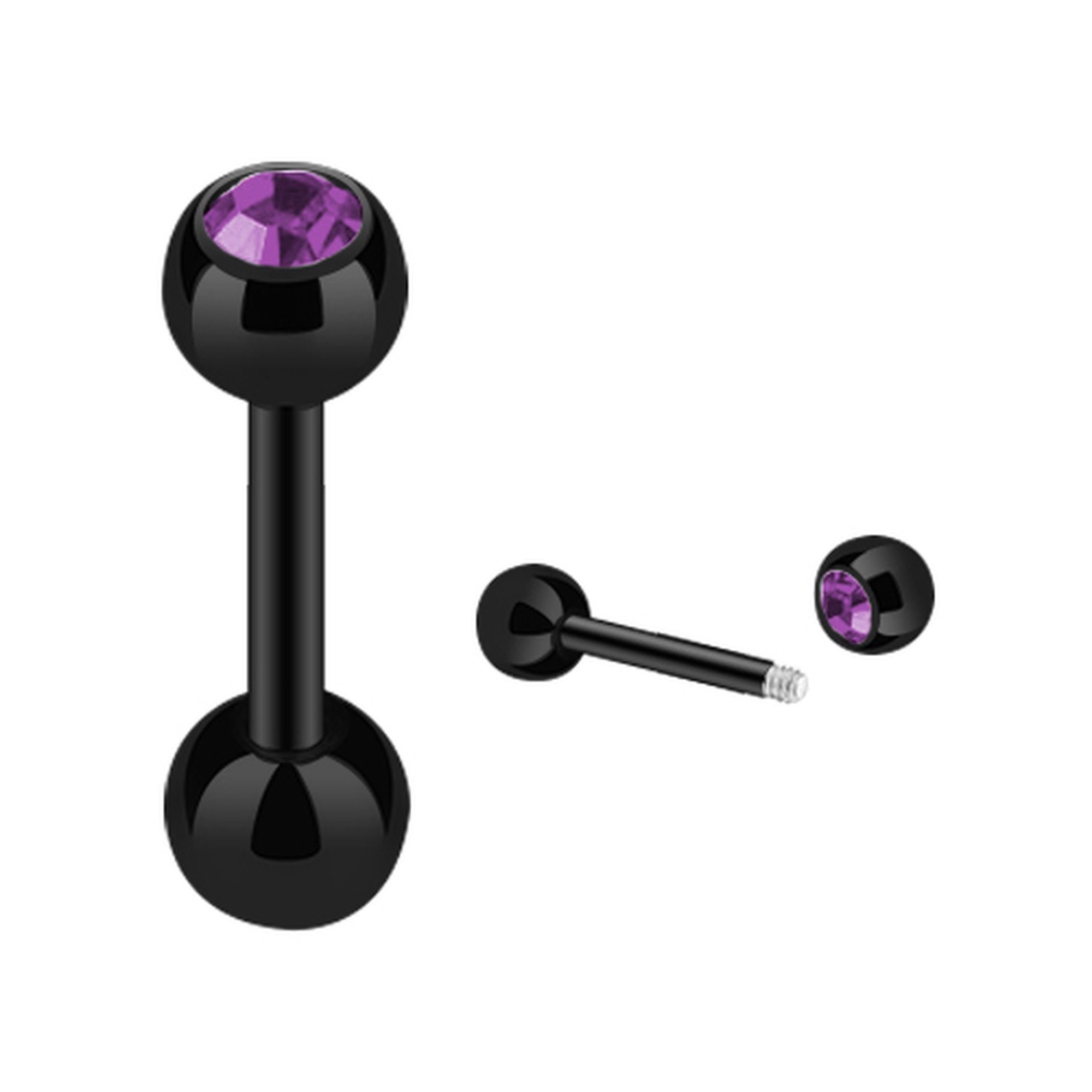 Kugel, Ohrpiercing Schwarz Barbell Piercing-Set Tragus Chirurgenstahl Helix Cartilage Stecker Flieder Taffstyle Kristall Ohr Piercing Piercing