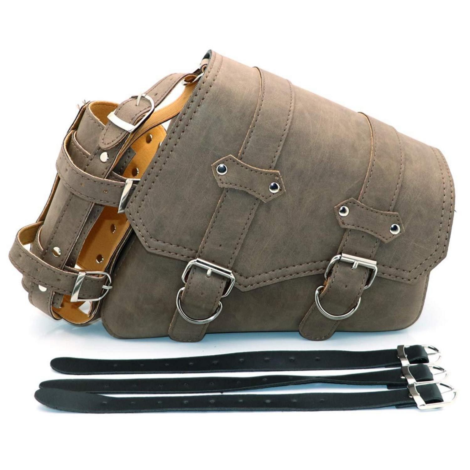 Satteltasche Satteltaschen Motorrad PU Leder Werkzeugtaschen seitlich Braun Recht