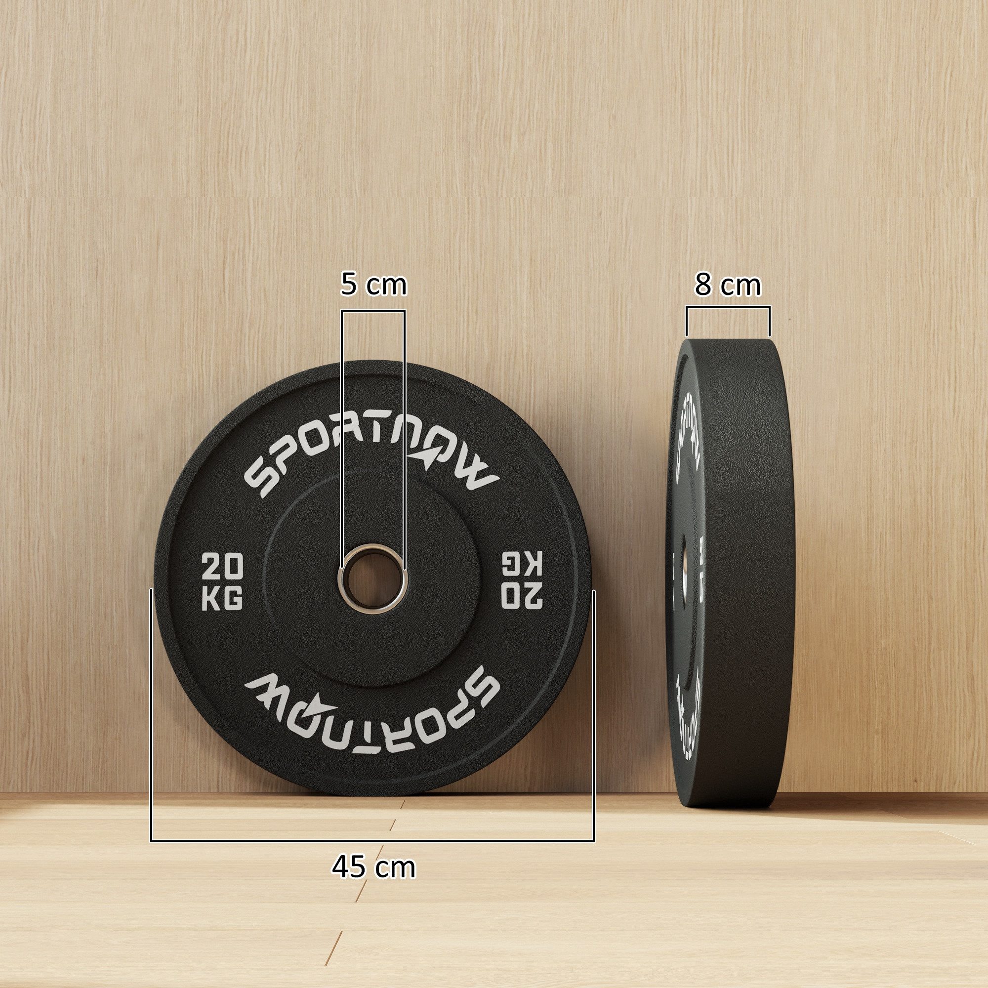 SPORTNOW Hantelscheiben 2 x 20kg Gewichte, Gewichtsscheiben, Ø 50 mm Bohrung, Schwarz, 40 kg, für 5 cm Hantelstange, Ø 50 mm Bohrung, Schwarz – Bild 3 von 5