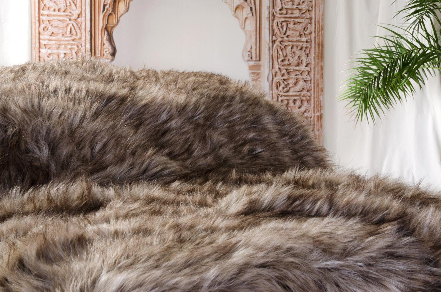 Wohndecke Felldecke (Kunstfell) Grizzly in braun-grau, Wohnen und Accessoir günstig online kaufen