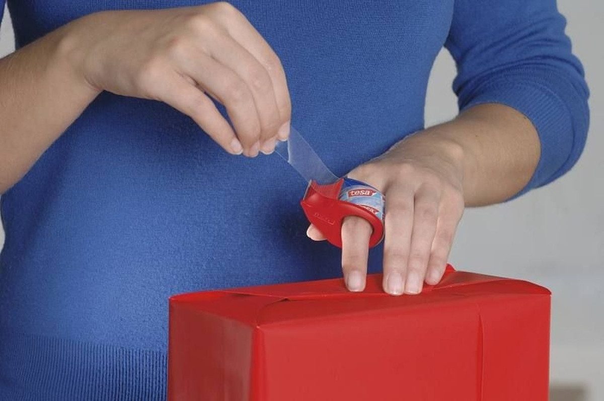 tesa Klebestreifen Диспенсер для клейкой пленки Mini Abroller 10mx19mm rot/blau inkl. 1 Rolle tesafi