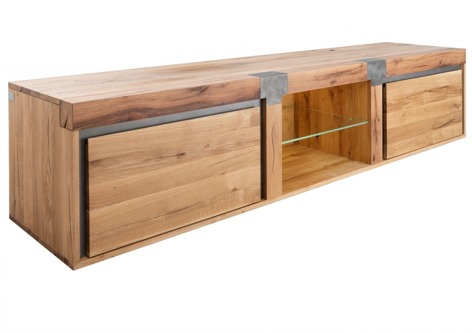 Massivmoebel24 TV-Board (TV-Board Wildeiche / Zerreiche 220x48x50 natur geölt NEW AMSTERDAM #03), TV-Board Wildeiche / Zerreiche 220x48x50 natur geölt NEW AMSTERDAM #03