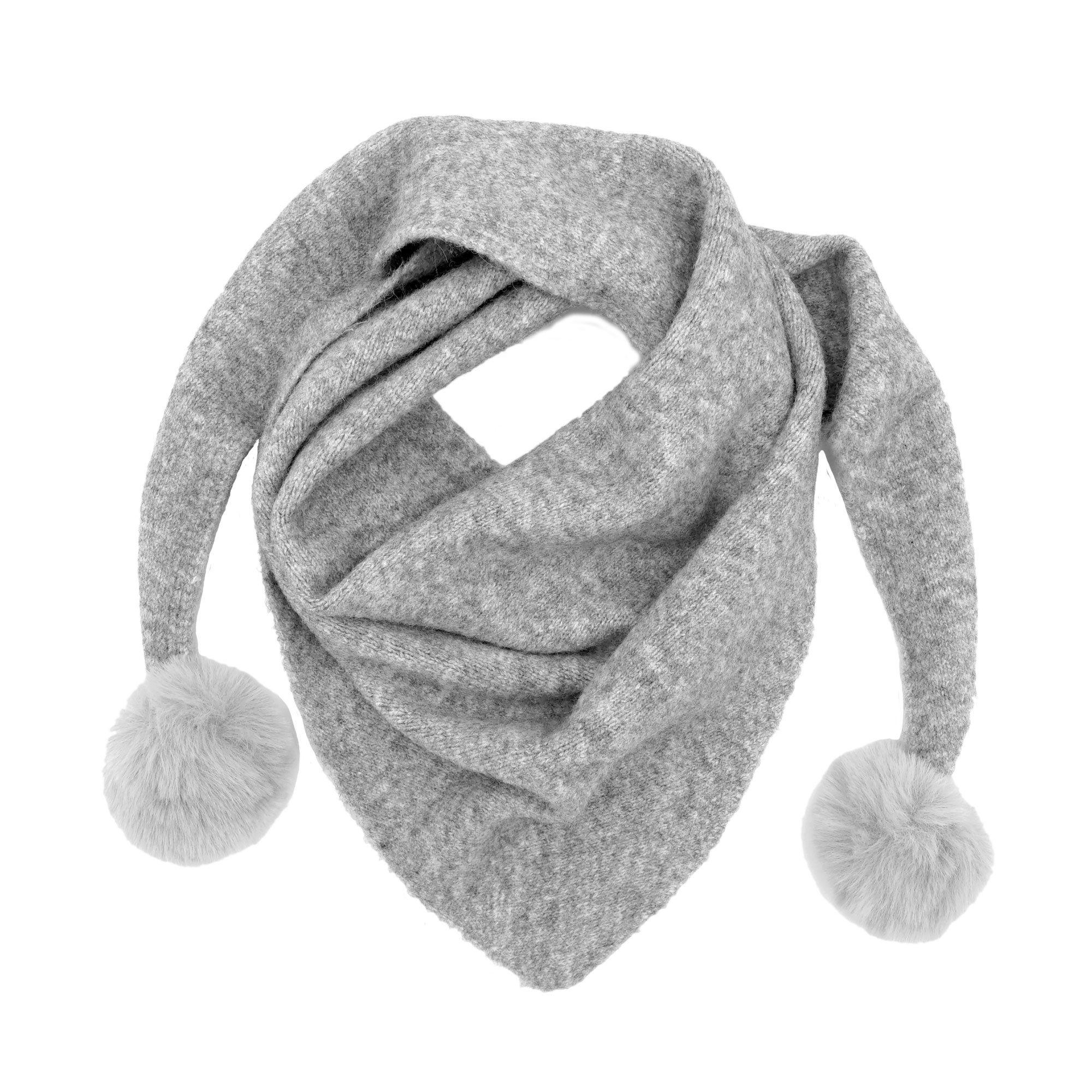 MAXIMO Dreieckstuch, Tuch, Fake-Fur-Pompons, Strick, 45x120 cm
