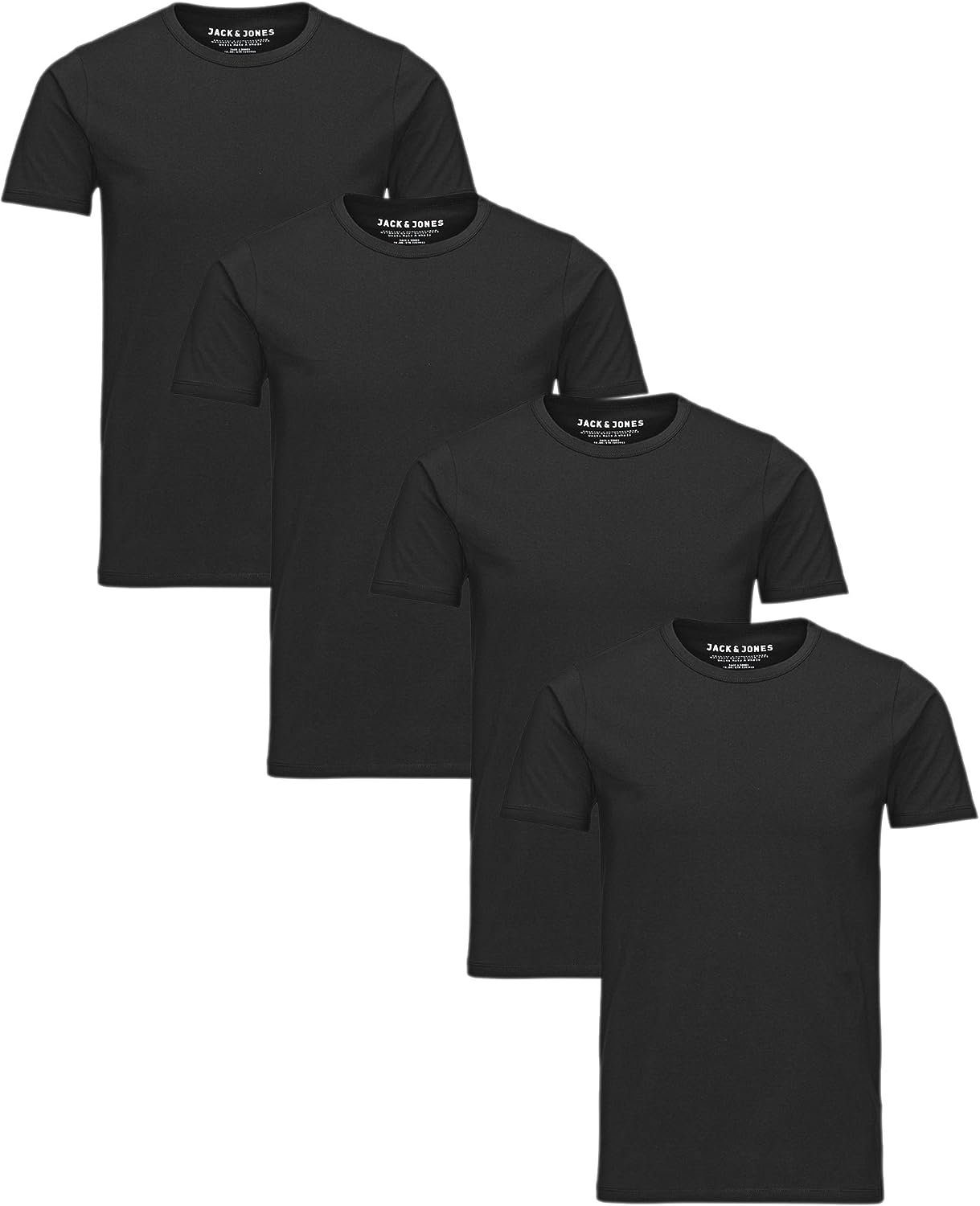 Black Basic, T-Shirt Mix Shirts, 4er-Pack) Jack Rundhals 4er & Jones (Sparset,