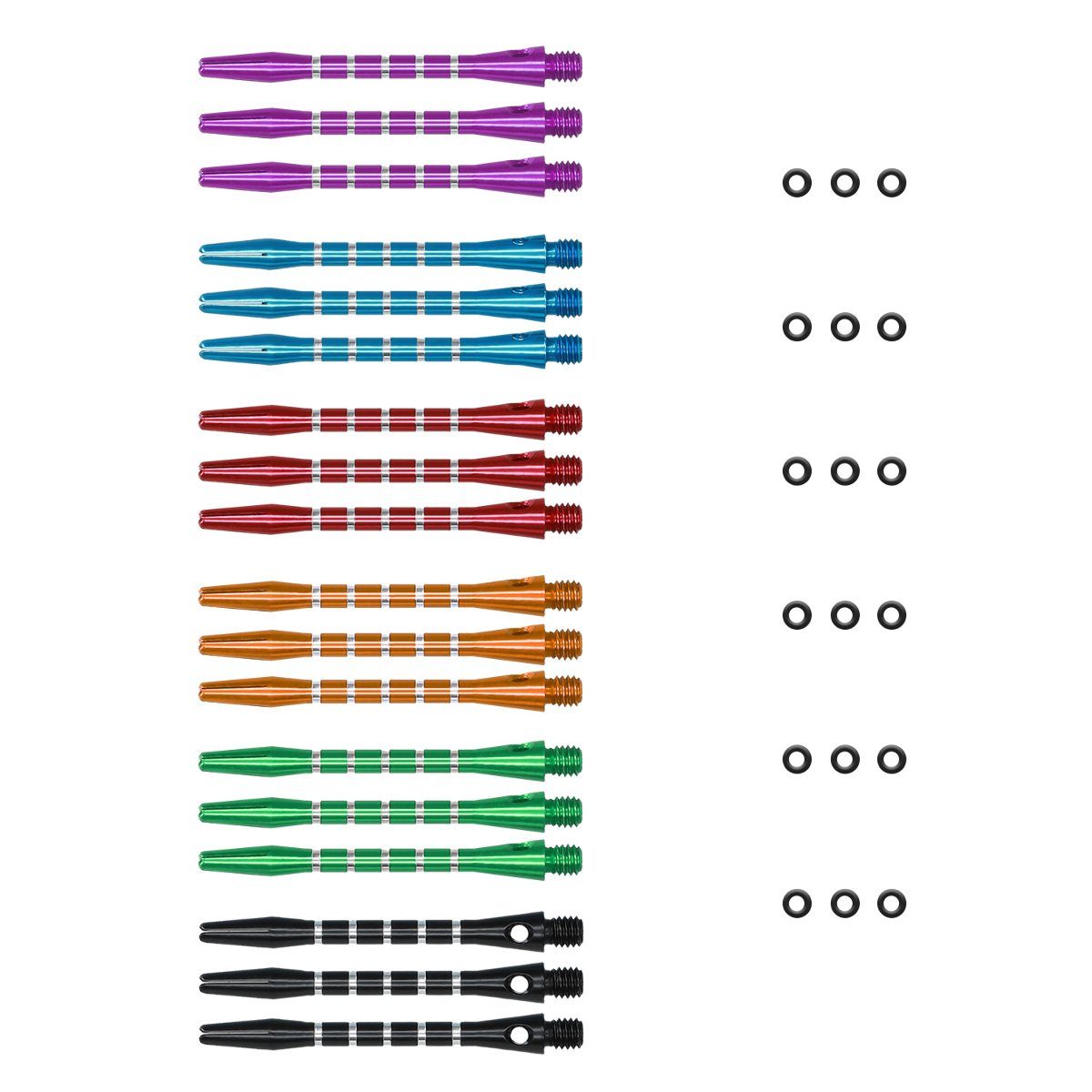 kwmobile Dartpfeil Dart Shafts Set mit Gummi Ring, aus Aluminium - 2ba Gewinde - 48mm lang Dartpfeil-Schäfte Dartschäfte