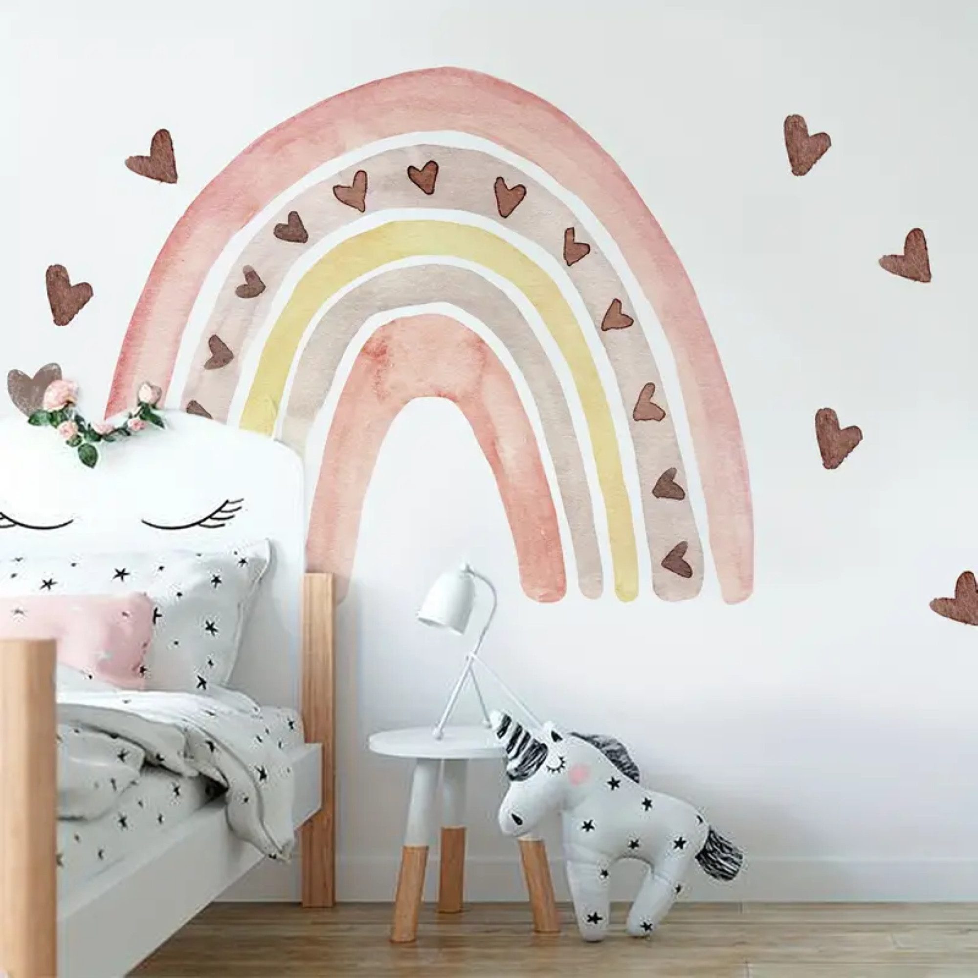 Montegoni Wandtattoo Kinder Wandsticker,Selbstklebende (Wandaufkleber mit Herz-Regenbogenmuster), Deko Kindergarten Home Dekoration,wandtattoo für Mädchenzimmer – Bild 4 von 5