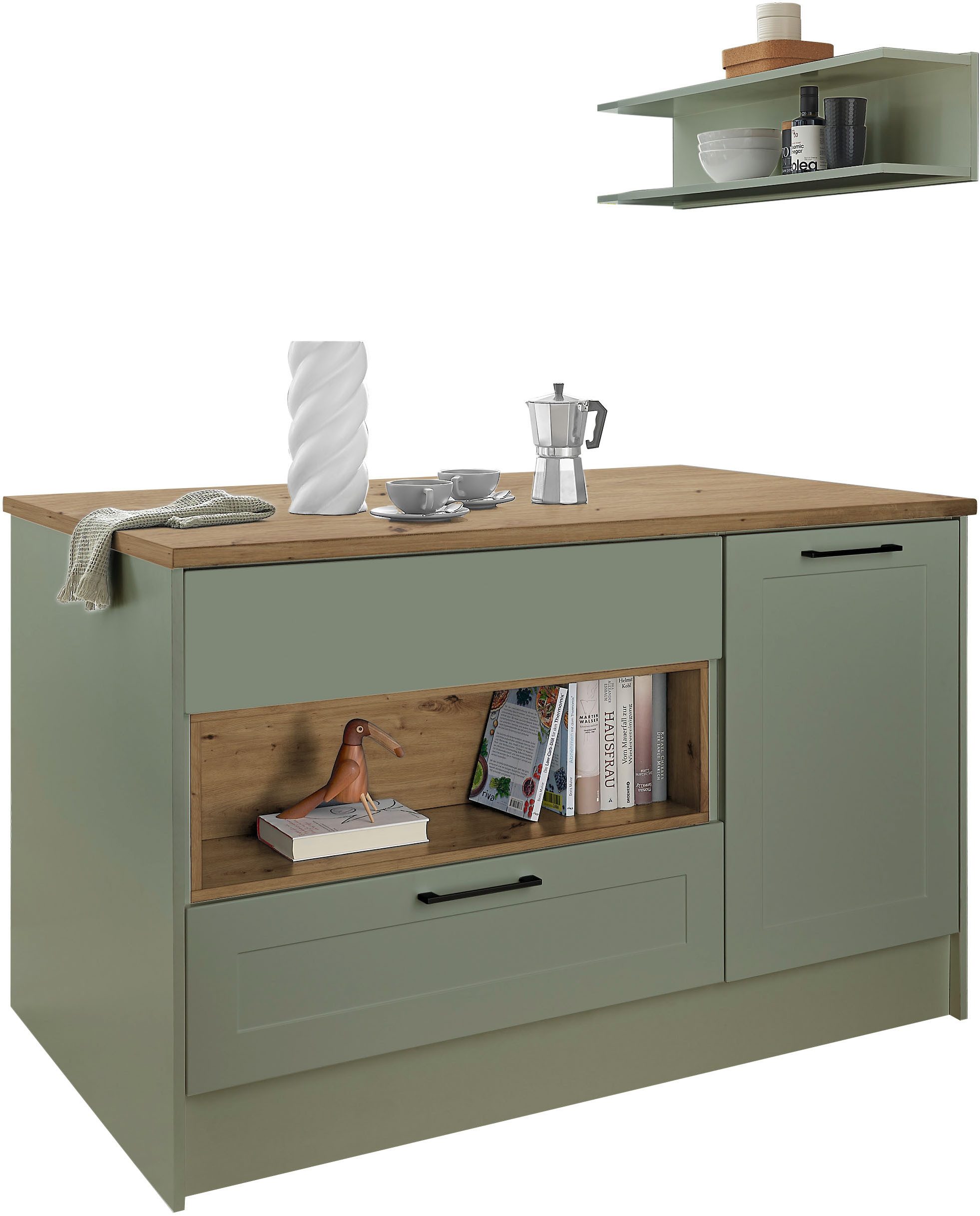 BASIC by Balculina Kücheninsel Marsi, Breite 145 cm, Türen und Schubkästen Sofclose, beidseitig nutzbar