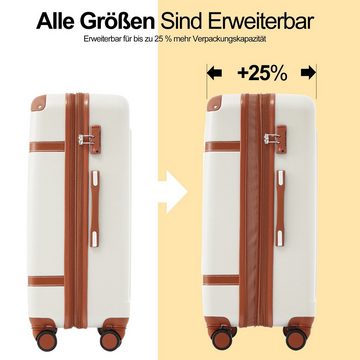 Flieks Hartschalen-Trolley, 4 Rollen, Handgepäck Koffer Reise Trolley Gepäck, erweiterbar, TSA-Schloss