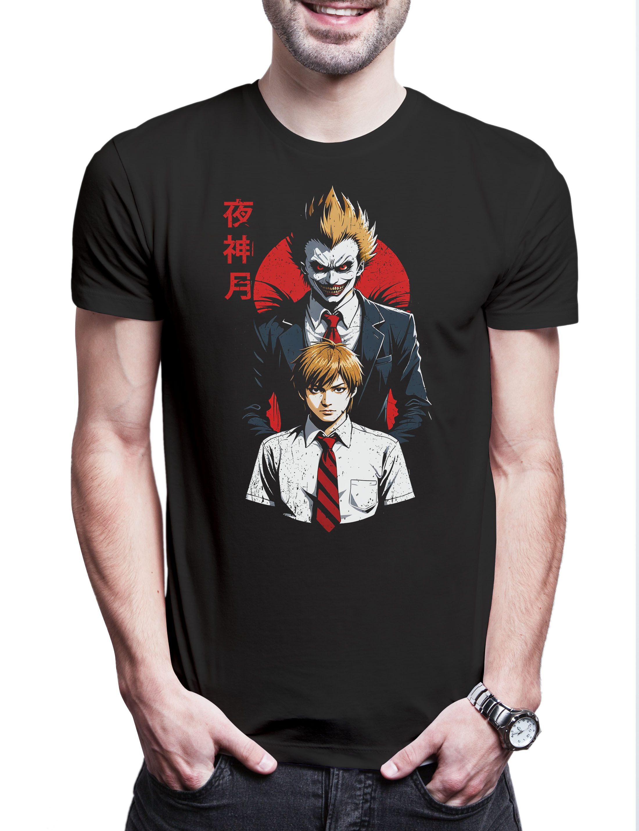 Print-Shirt Anime Note Herren T-Shirt Light Kira Yagami L Death Ryuk Series Serie