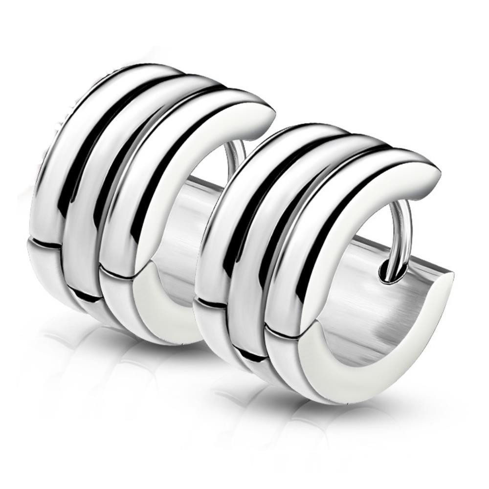 Creolen-Set Silber - Creolen gestreift Silber aus Edelstahl Damen