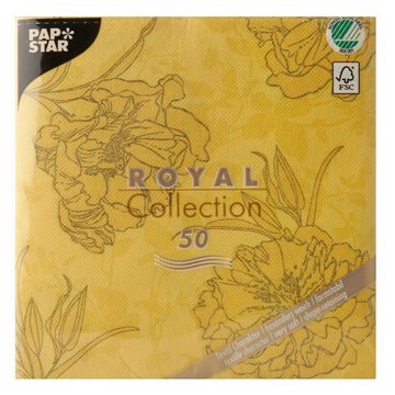 PAPSTAR Papierserviette 50 Servietten "ROYAL Collection" 1/4-Falz 40 cm x 40 cm gelb "Thalia", (50 St), 1/4-Falzung