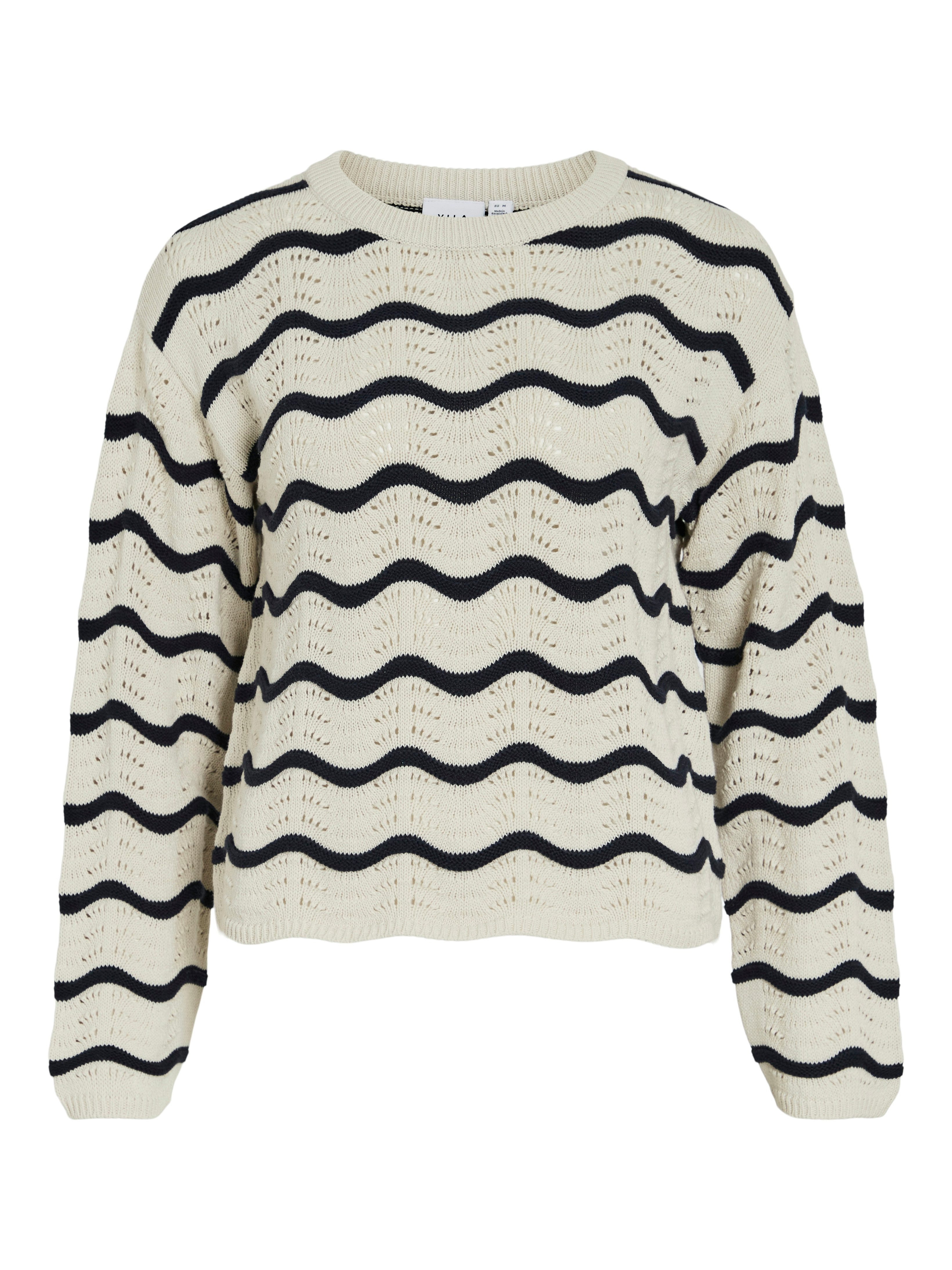 Vila Strickpullover VIWAVE O-NECK LS POINTELLE KNIT TOP-NOOS günstig online kaufen