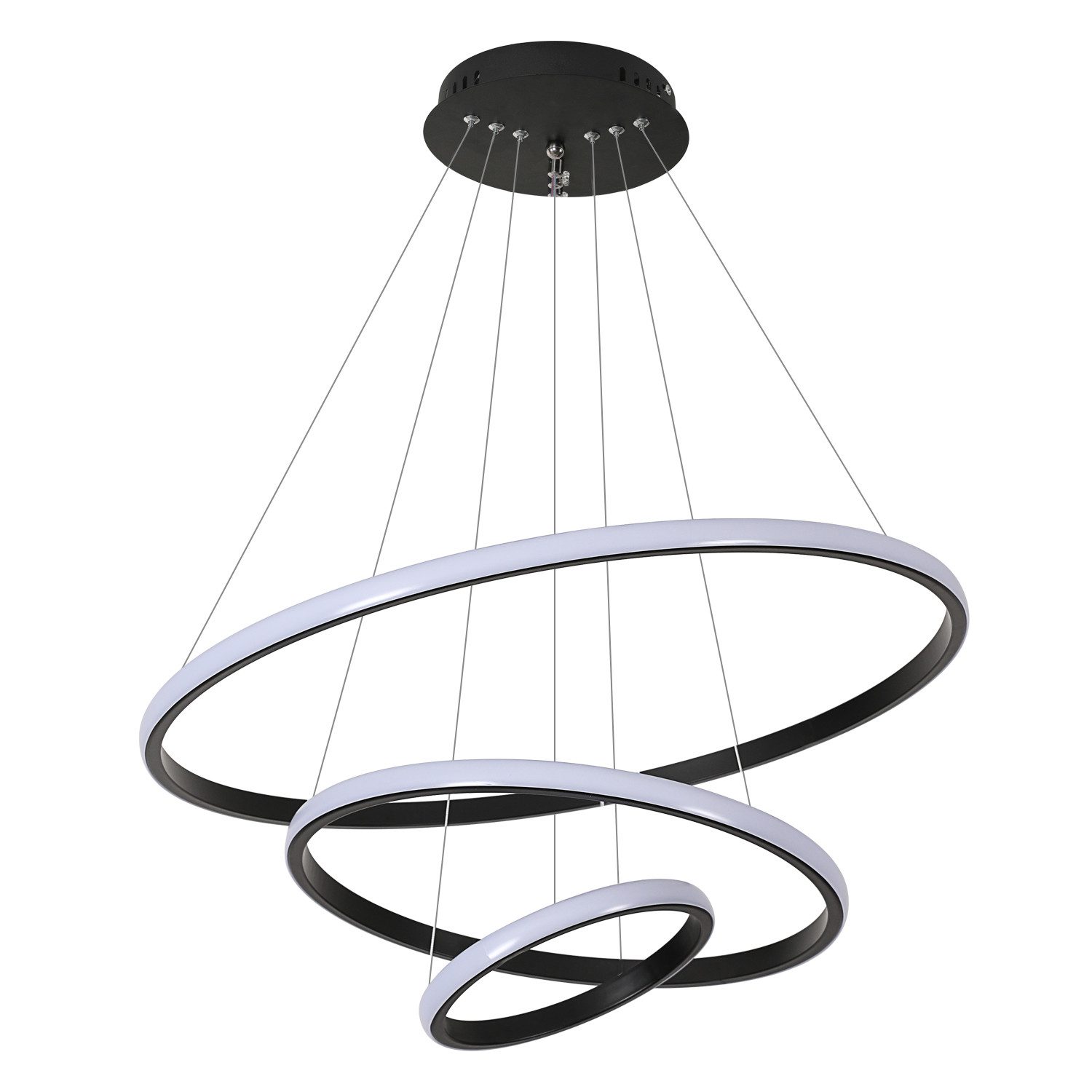 Riserva LED Deckenleuchte LED Pendelleuchte Schwarz 27W 2 Ringe 20+40cm 6500K, LED wechselbar, Klassischer, schlichter Stil, augenschonend und flimmerfrei