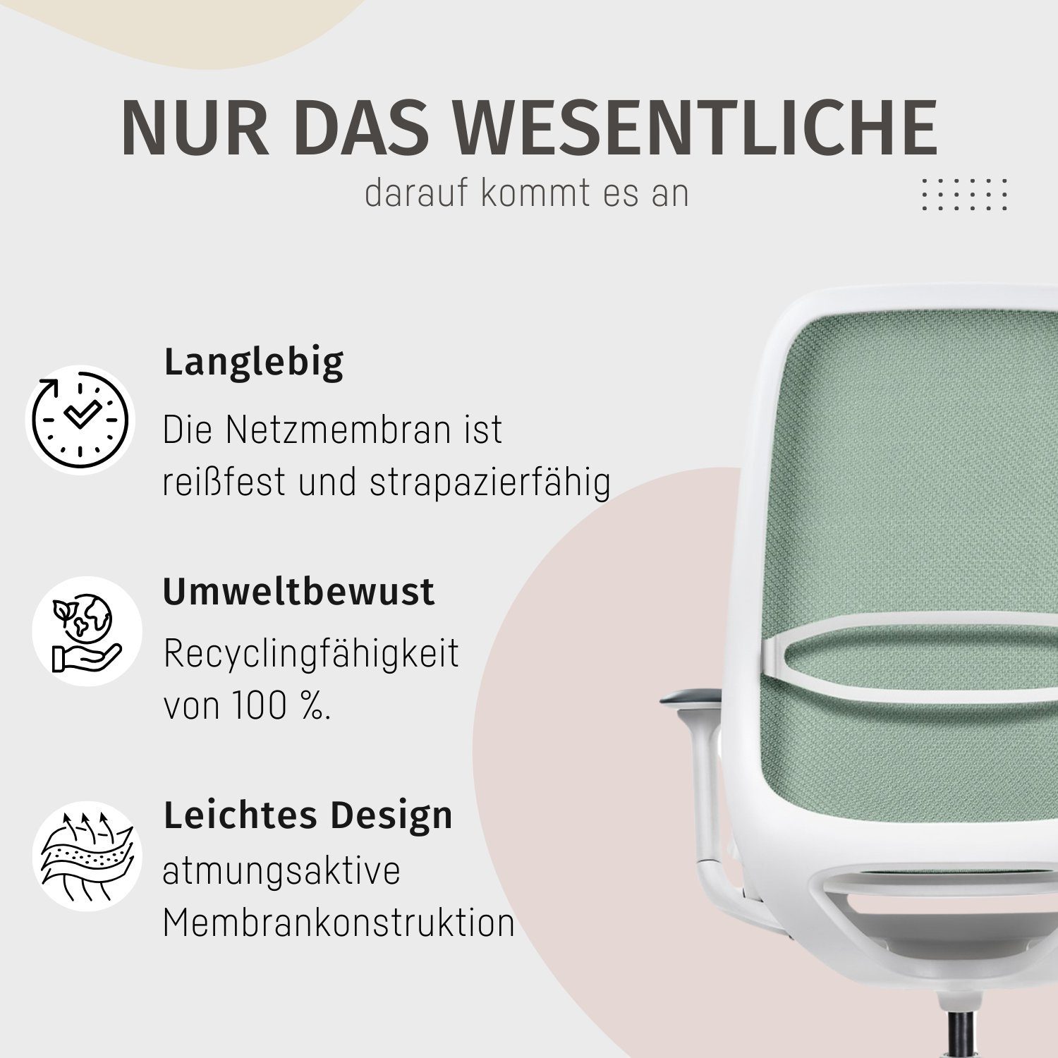 sedus Drehstuhl se:air: Bürostuhl aus und Netzmembran filigranes Mulitfunktionsarmlehnen, und (automatischer | Design) grün mit weiß Lordosenstütze, Gewichtsanpassung Zeitloses