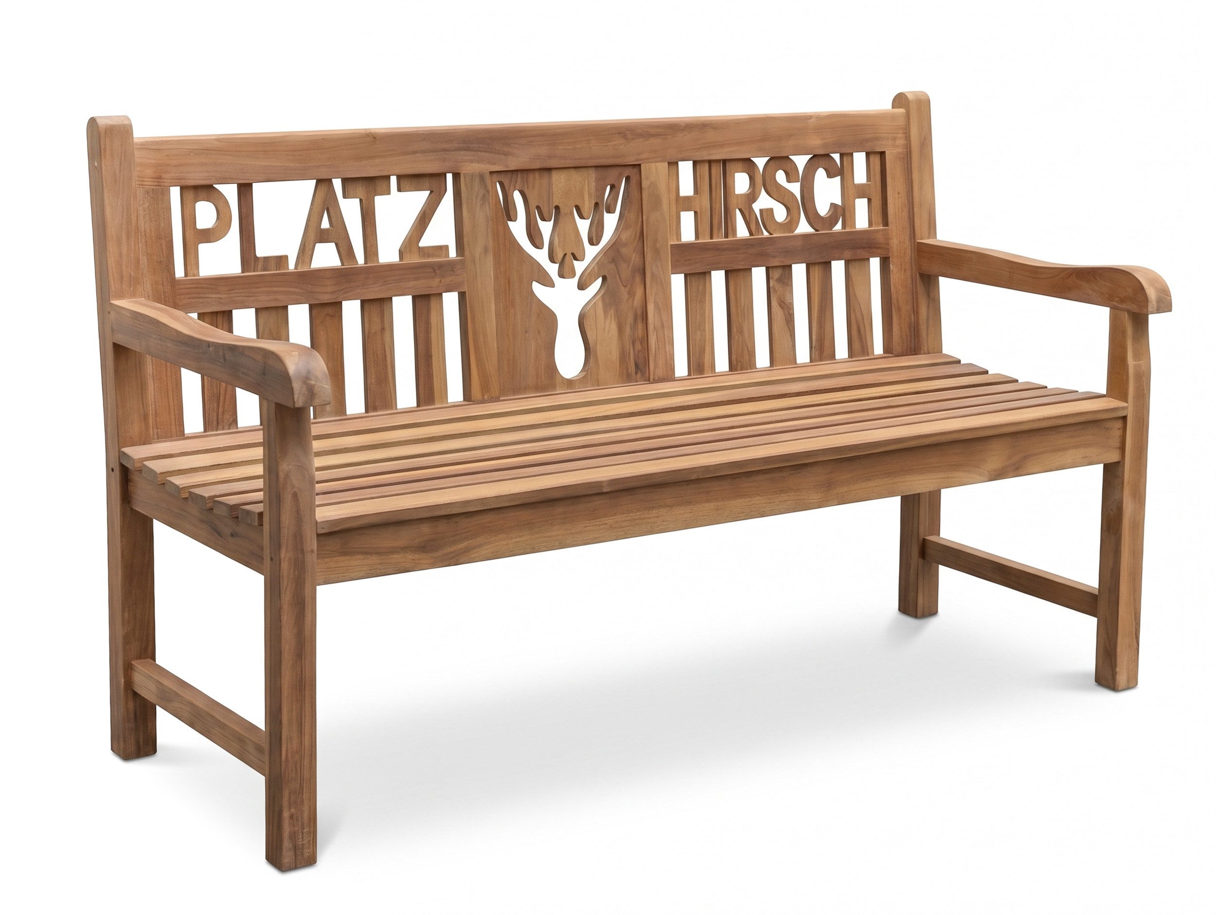 Garden Pleasure Gartenbank Teak Gartenbank PLATZHIRSCH 150 cm 3-sitzig mit Armlehne