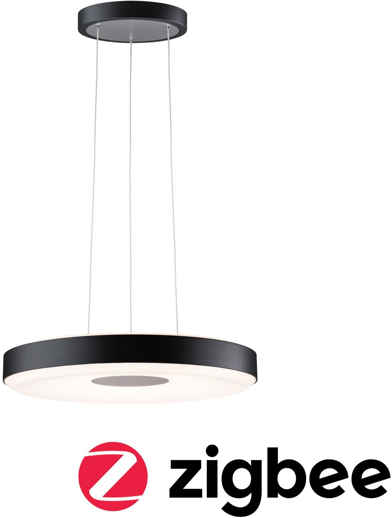 via LED Warmweiß, Paulmann Smartes Zigbee Home: Smart Pendelleuchte Deckenlicht Pane, steuerbar integriert, fest Schwarz, dimmbar, Grau, Puric Metall, LED,
