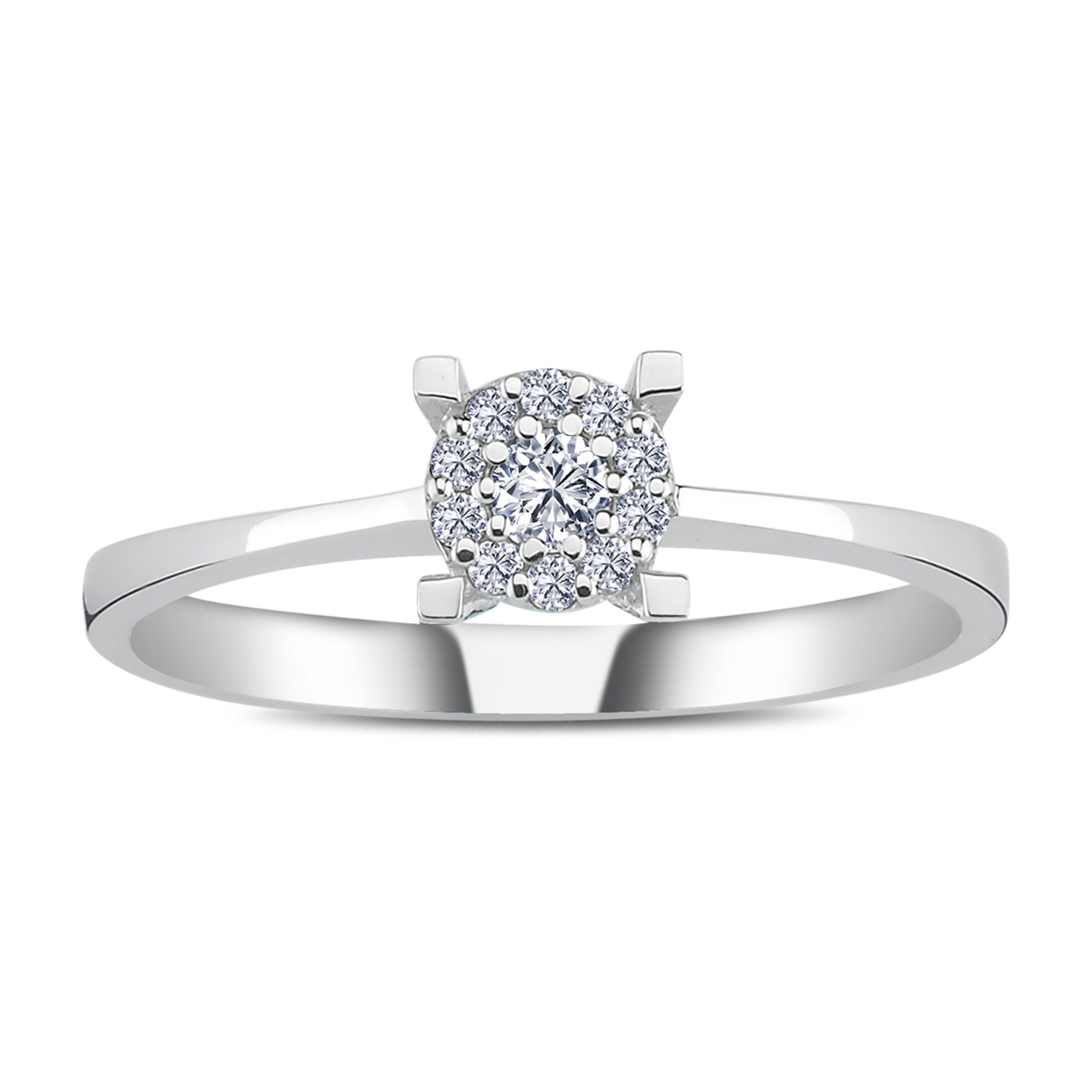EinStein Diamant Verlobungsring 0,50 Carat Solitär Effect Diamant Ring 8 Karat Weißgold