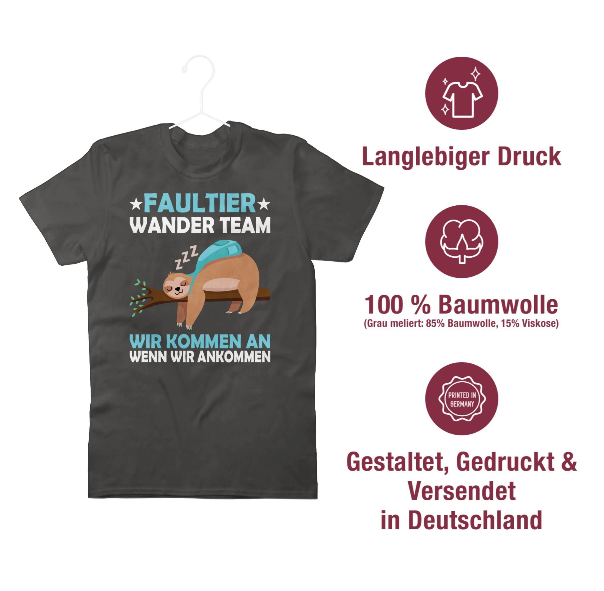 Shirtracer T-Shirt Faultier Wander Team 03 Spruch Statement Hiking Dunkelgrau Sprüche mit