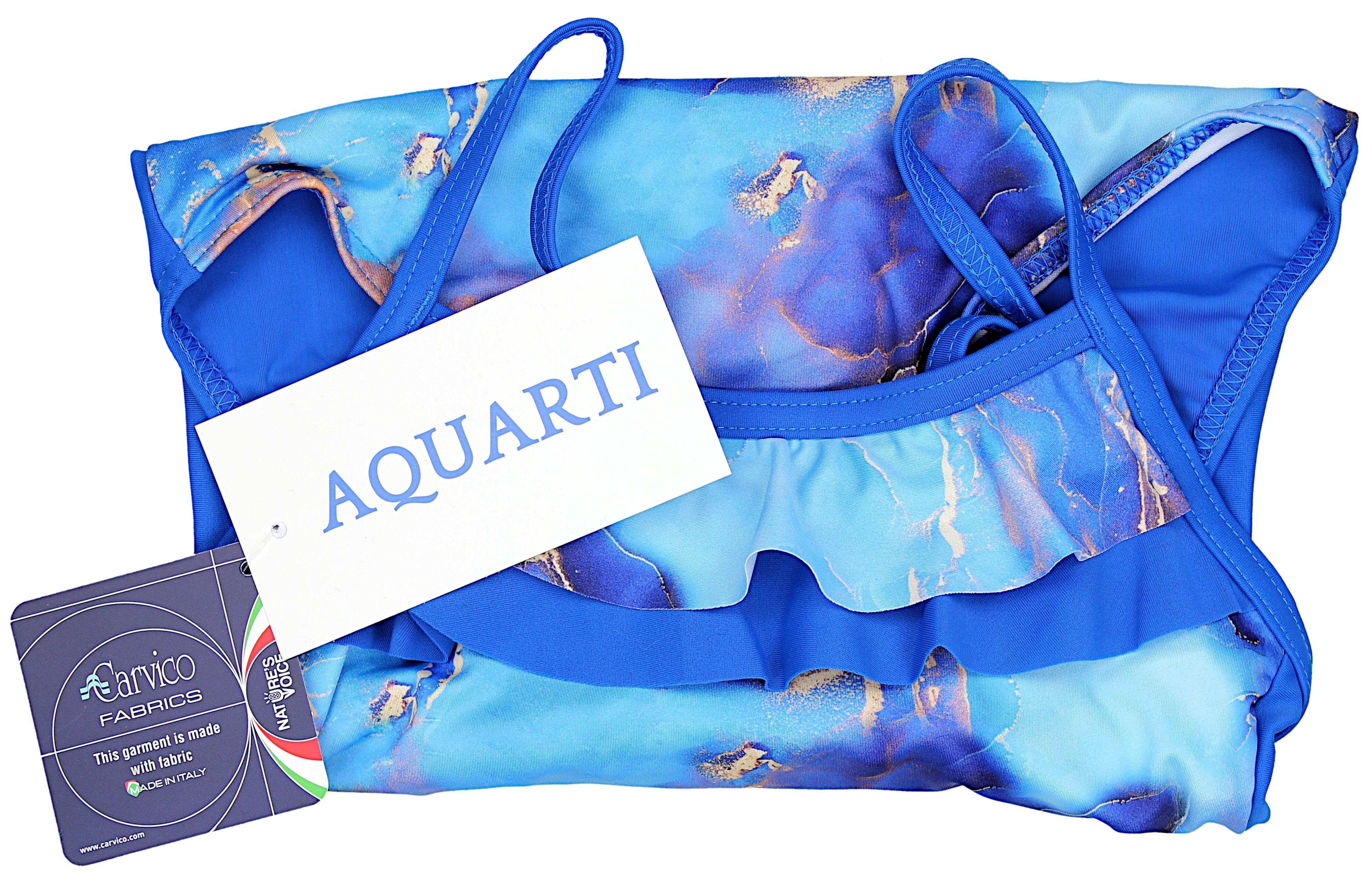 Aquarti Badeanzug Aquarti Mädchen Rüschen mit Spaghettiträgern / mit Tie Blau Streifen Dye / 027B Badeanzug