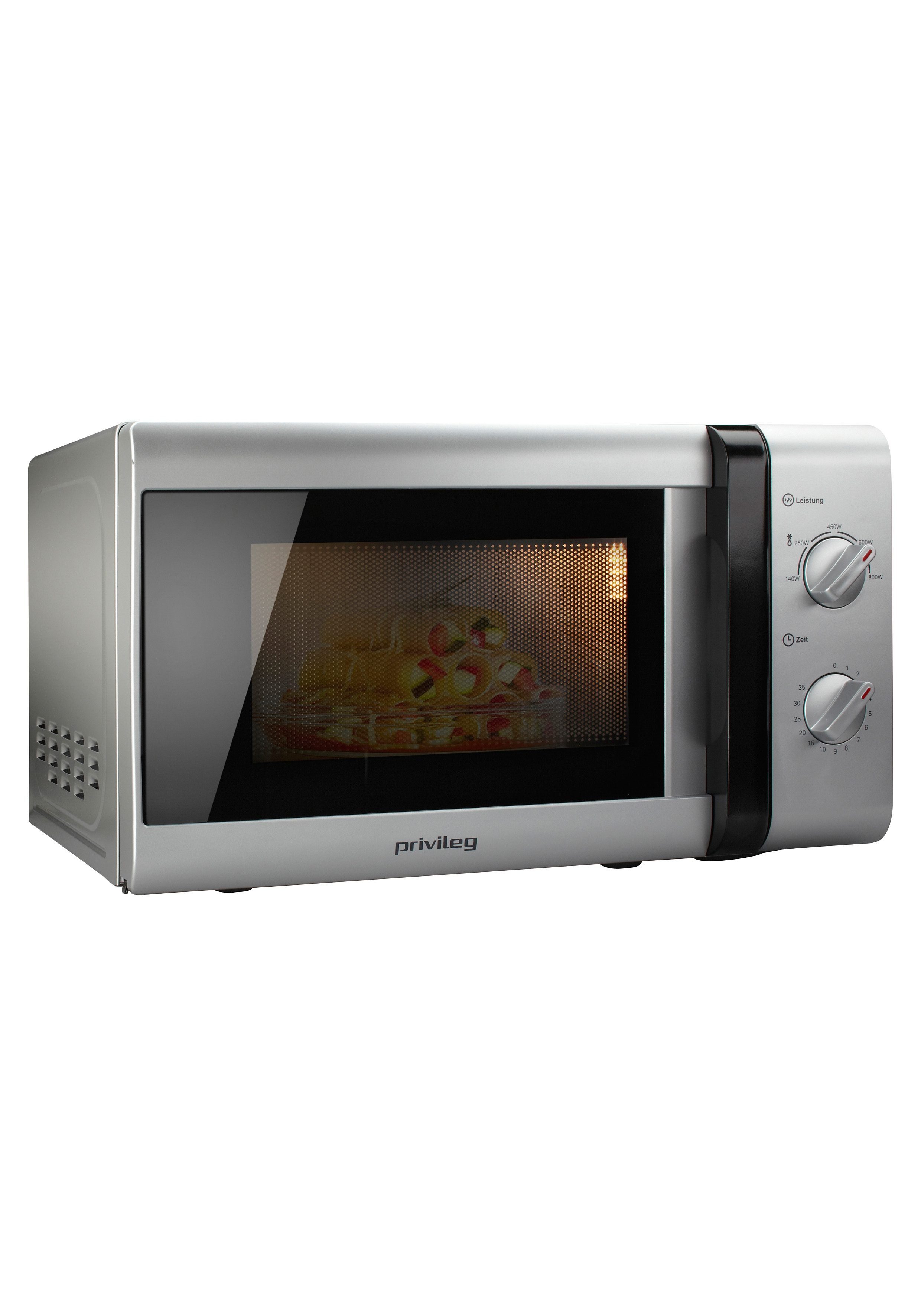 Privileg Mikrowelle 148438, Mikrowelle, 20 l, mit 5 Leistungsstufen, silber