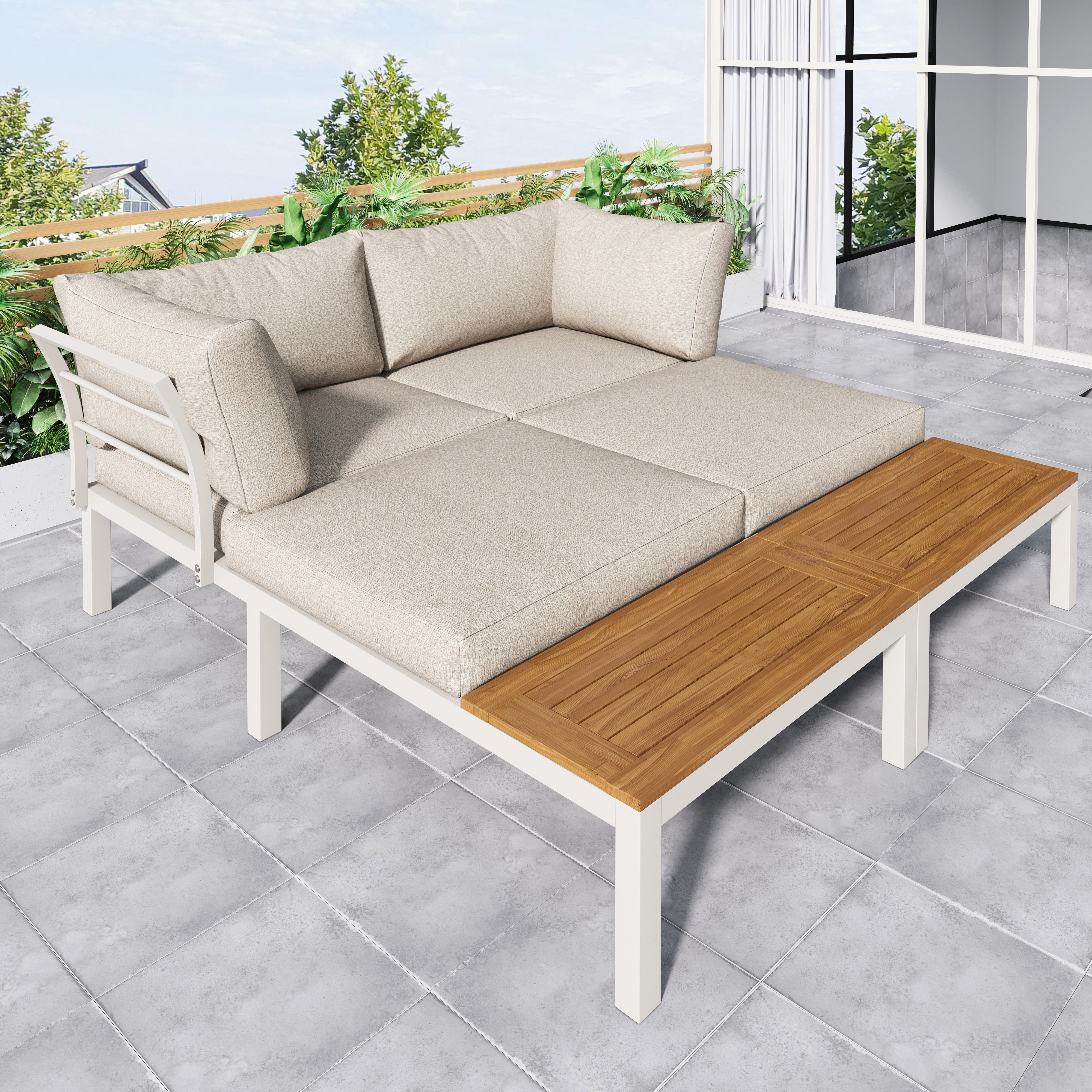 Flieks Gartenlounge-Set, (3-tlg), 4-Sitzer Gartenmöbel Stahl günstig online kaufen