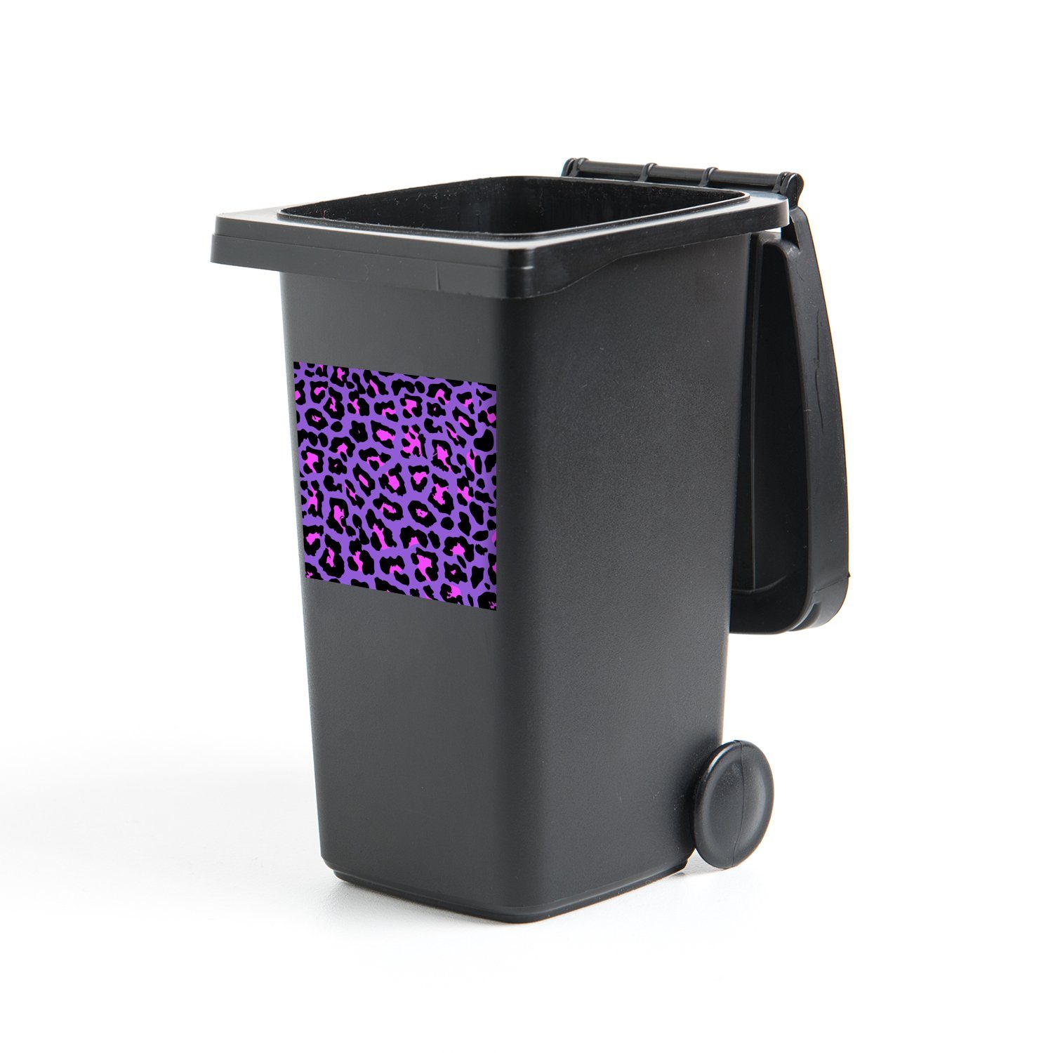 MuchoWow Wandsticker Pantherdruck - Lila - Rosa - Neon (1 St), Mülleimer-aufkleber, Mülltonne, Sticker, Container, Abfalbehälter