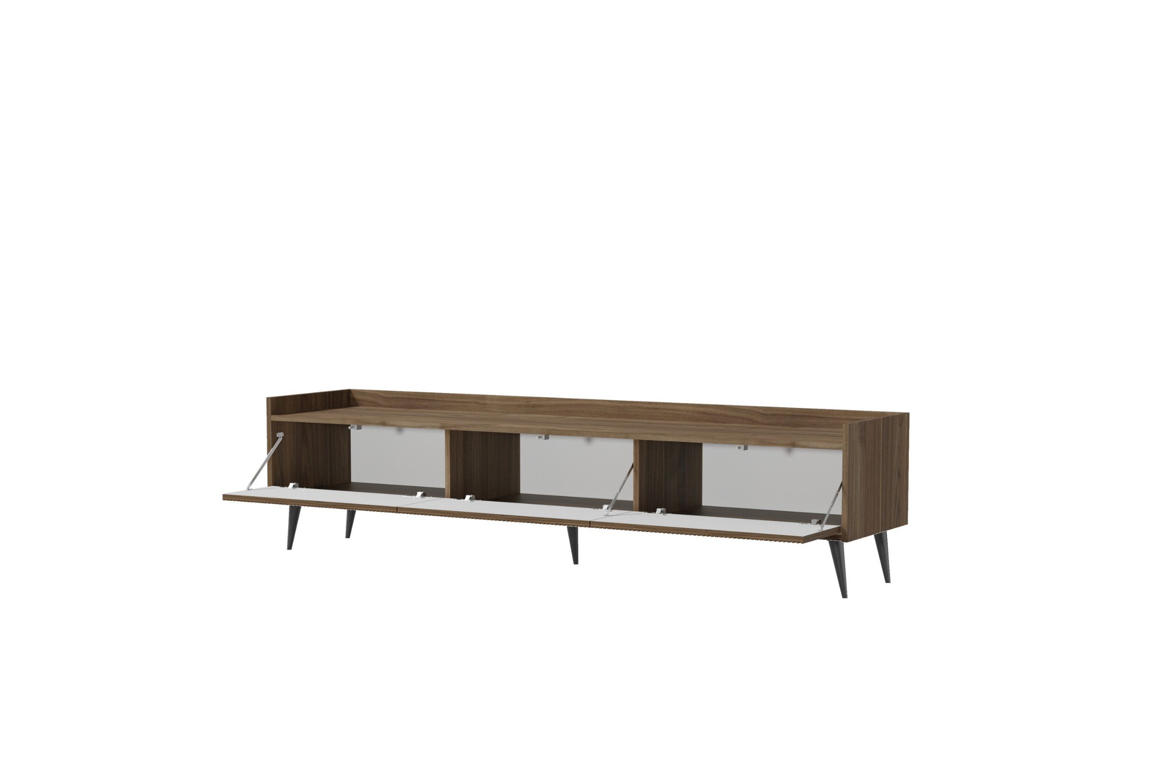 Deine Möbel 24 TV-Board DALIA 05 TV-Lowboard TV-Schrank 180 cm breit (DALIA-Kollektion, 1 St., ideal für Wohnzimmer), 3 Klappen, geriffelte Fronten, Farbe Kashmir oder Walnus