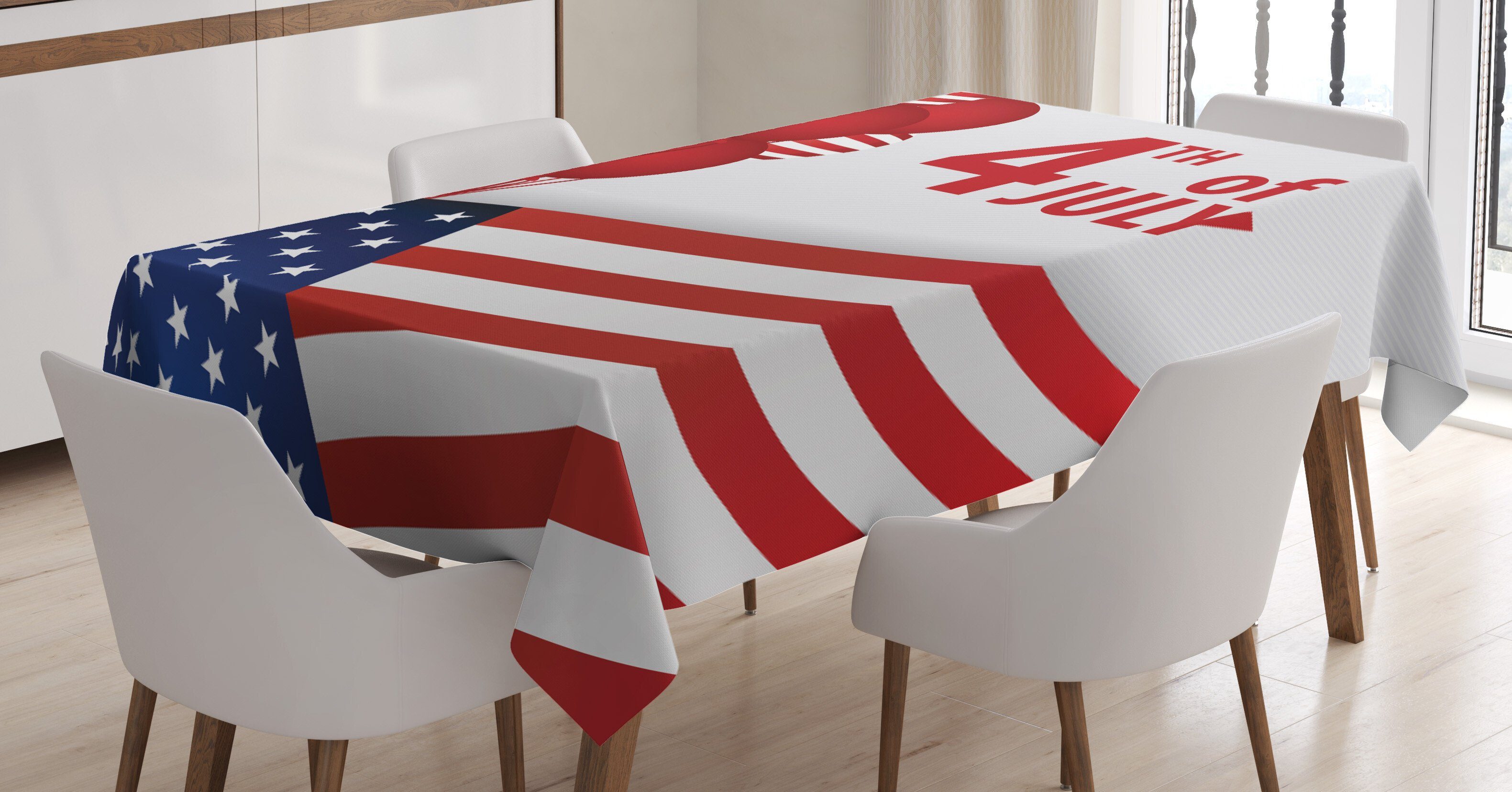 Abakuhaus Tischdecke Farbfest Waschbar Für den Außen Bereich geeignet Klare Farben, Vierter Juli Luftballons und US-Flagge