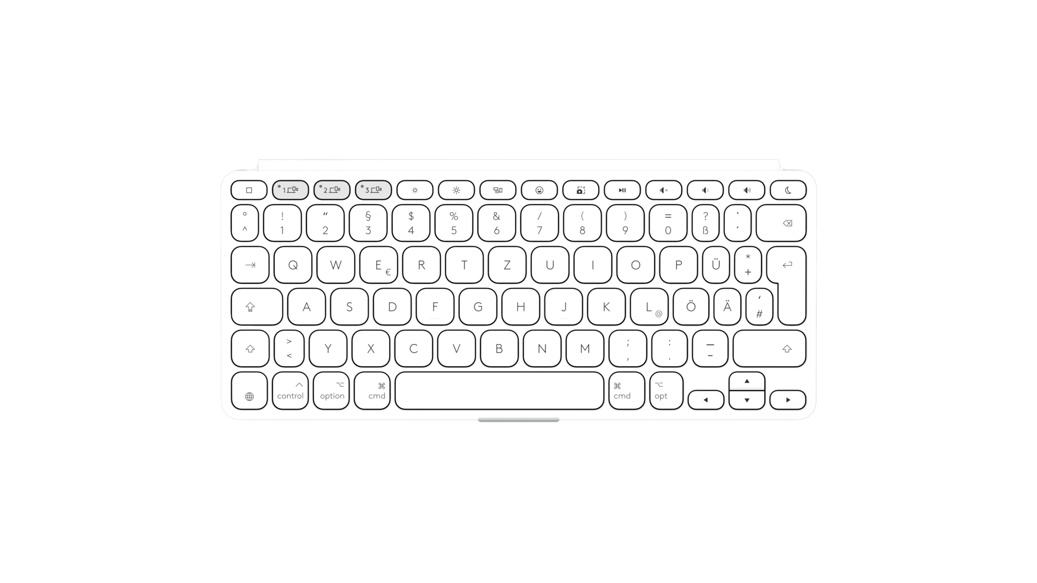 Logitech Keys-To-Go 2 - PALE GREY - DEU - BT - N/A - WESTMID-511-APPLE Gaming-Tastatur (Bluetooth Low Energy technology)