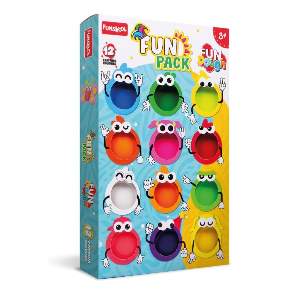 Funskool Knete Kreative Knetmasse für Kinder – Spiel & Bastelspaß (Kreativ-Set Knetmasse, 12 Dosen Knetmasse à 25 g, 600 g Gesamtgewicht), Fördert Motorik & Fantasie