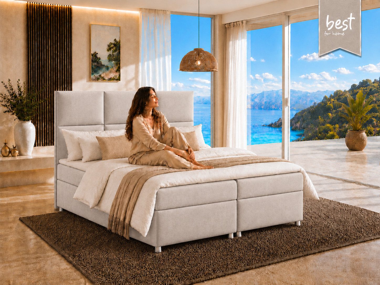 Best for Home Boxspringbett Trinity K-13 mit Bettkasten & 5 cm Topper & Komfort (Boxspring bett-Set mit Topper & Stauraum, 3-St., 140x200 160x200 180x200 200x200 cm), Ergonomischer Schlafkomfort,druckentlastender Topper, modernes Design
