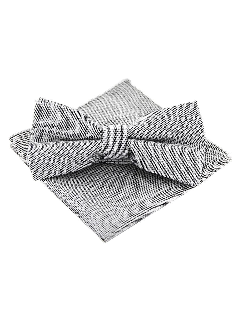 axy Fliege Herren Fliege mit Einstecktuch als Set Tweed Style (2er, 1x Fliege mit Einstecktuch als Set) Fliege bereits gebunden, Schleife Konfirmation verstellbar