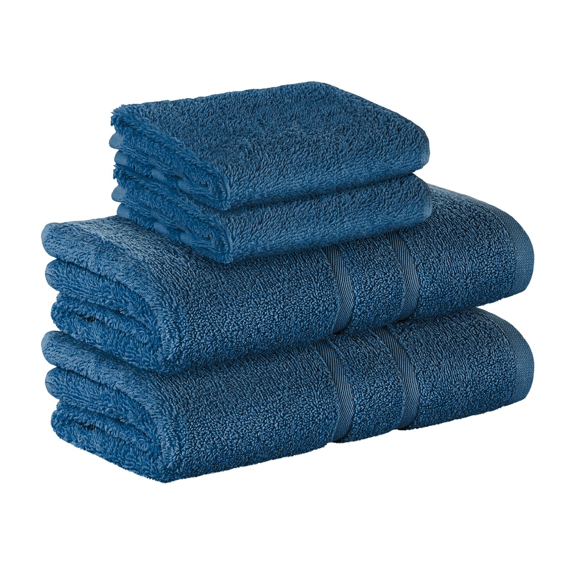 StickandShine Handtuch 2x Gästehandtuch 2x Handtücher als SET in verschiedenen Farben (4 Teilig) 100% Baumwolle 500 GSM Frottee 4er Handtuch Pack, 100% Baumwolle 500GSM Dunkelblau