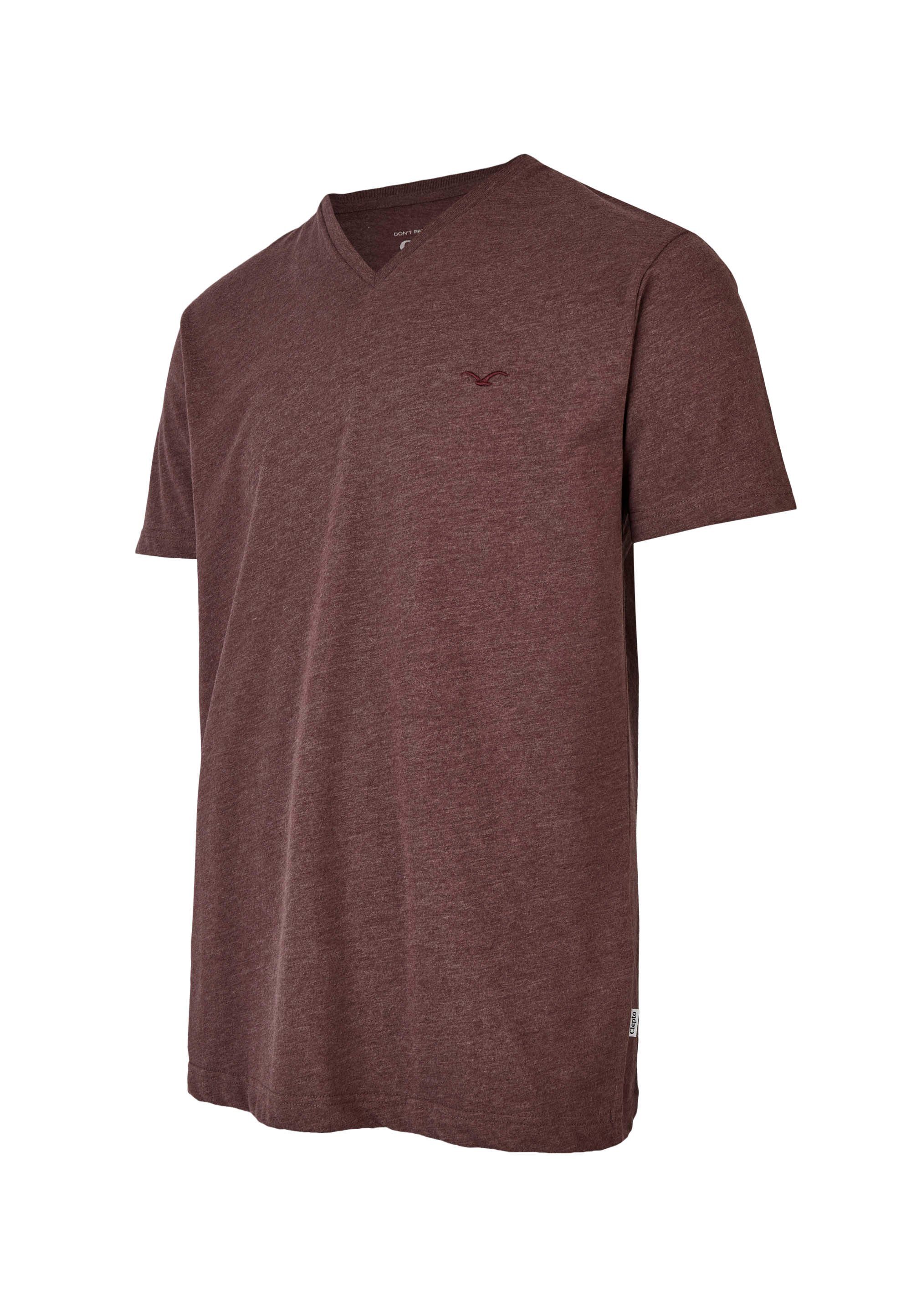 Regular T-Shirt Schnitt V Cleptomanicx mit rot Ligull lockerem