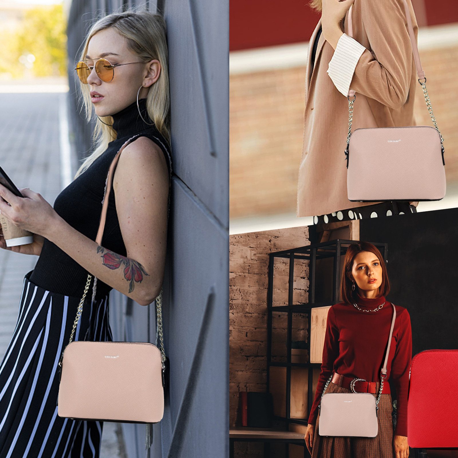 TAN.TOMI Umhängetasche Kette Schulterriemen Abendtasche,Damen Kleine Umhängetasche, Geschenke für Frauen in schlichter Optik Handtasche für Bankett Party
