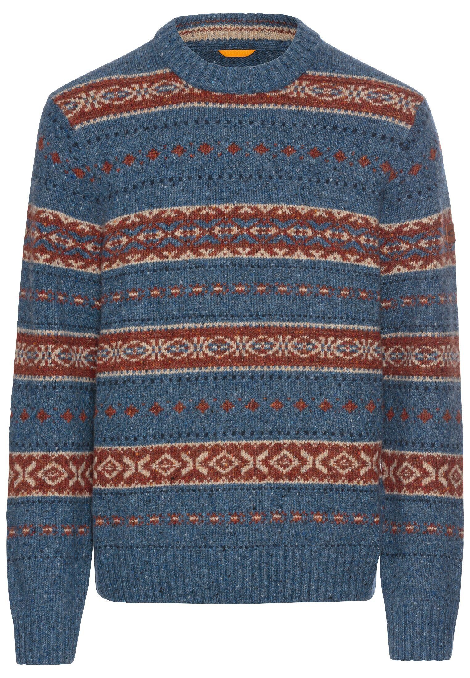 camel active Strickpullover Rundhals Pullover mit Kontraststreifen günstig online kaufen