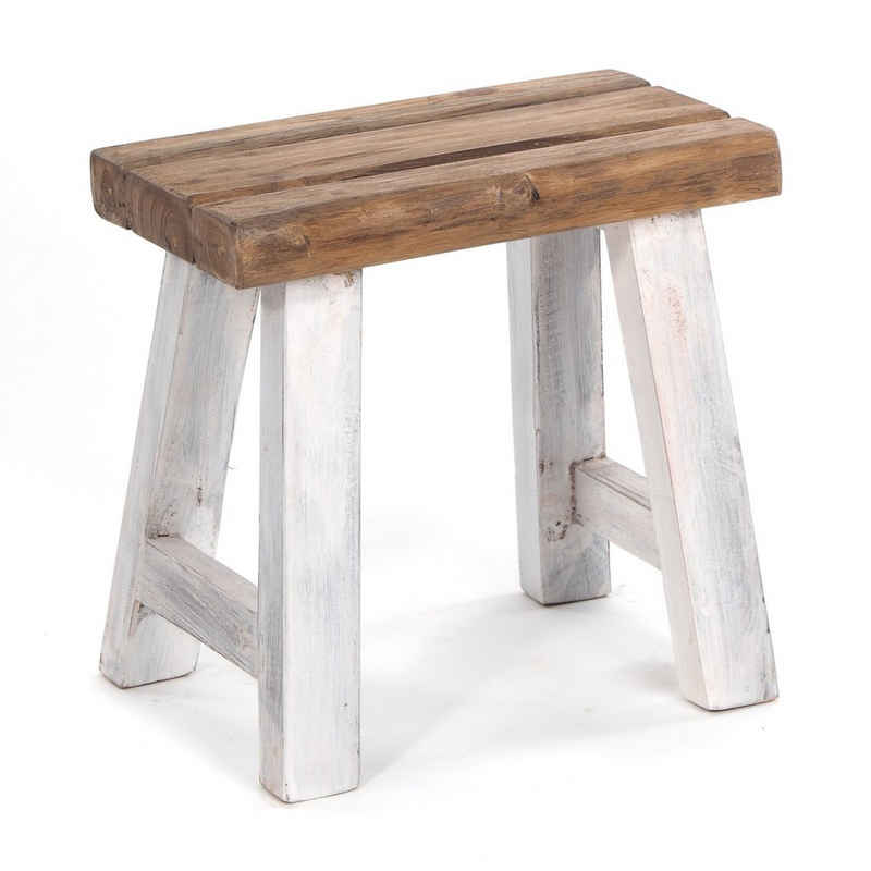 DESIGN DELIGHTS Hocker SITZHOCKER "RUSTIC", 41x42x24cm (HxBxT), Teak, Holzhocker, Farbe: 0