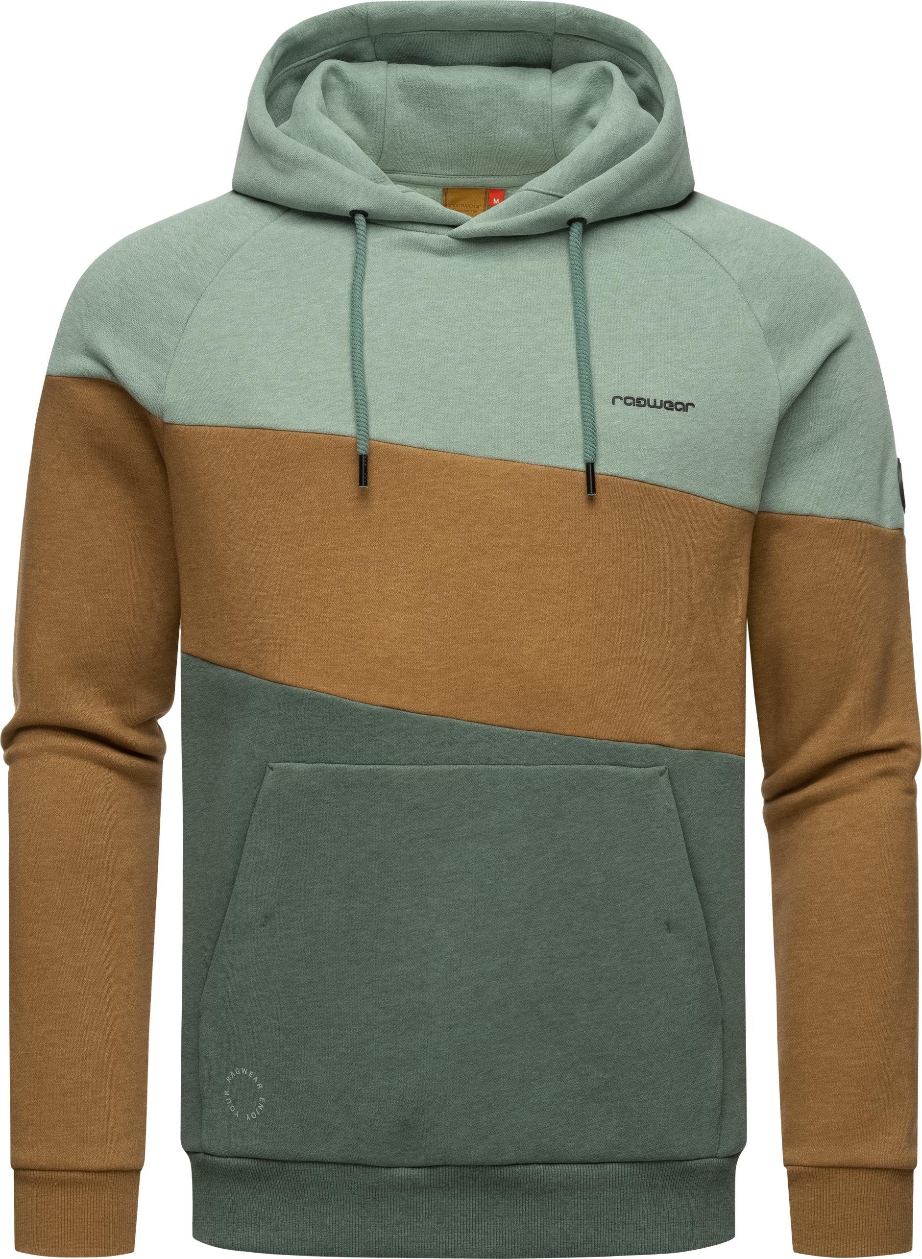 Ragwear Hoodie Triso Herren mit Kapuzenpullover Sportlicher graugrün Blockstreifen