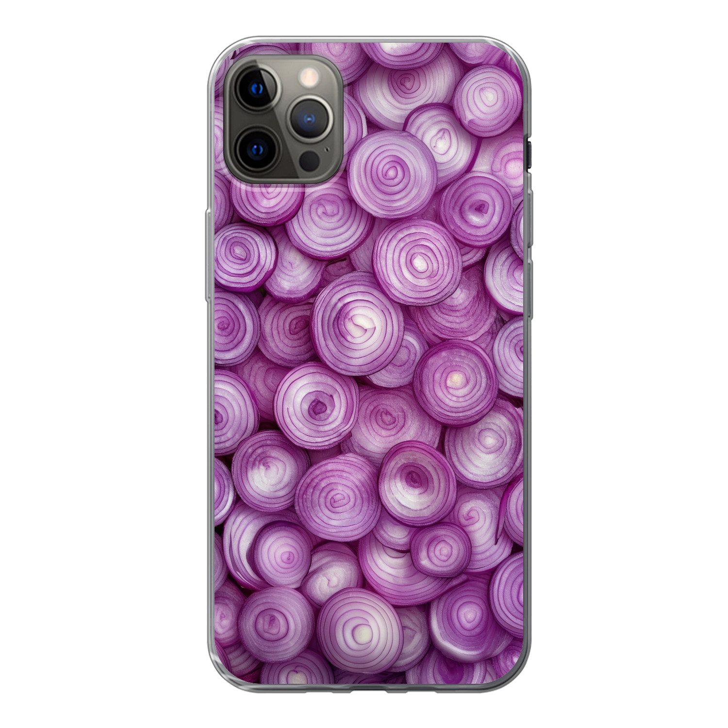 MuchoWow Handyhülle für Apple iPhone 13 Pro Max Lila - Zwiebeln - Nahaufnahme, Smartphone-Bumper, Print, Handy Schutzhülle Dünn