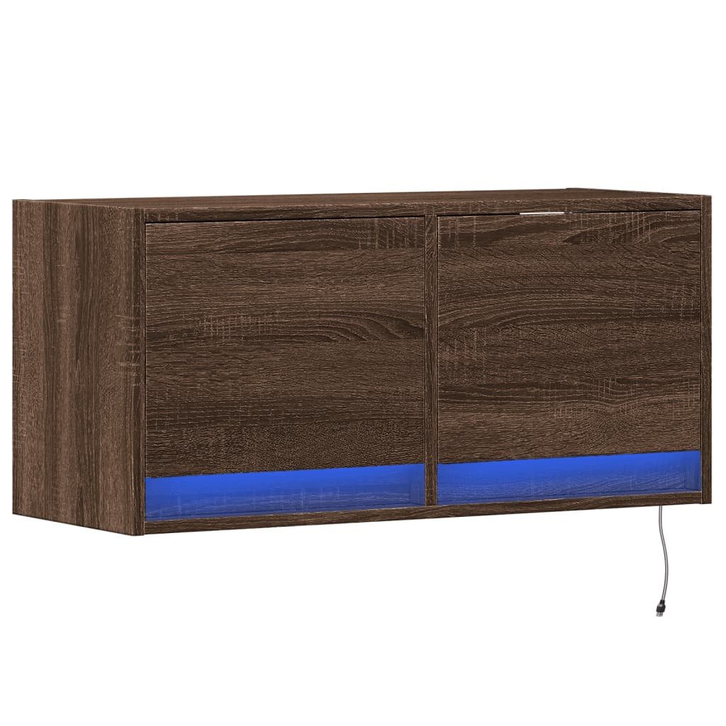 vidaXL TV-Wand TV-Wandschrank mit LED-Leuchten Braun günstig online kaufen