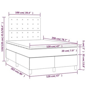 vidaXL Bettgestell Boxspringbett mit Matratze Dunkelbraun 120x200 cm Stoff Bett Bettgeste