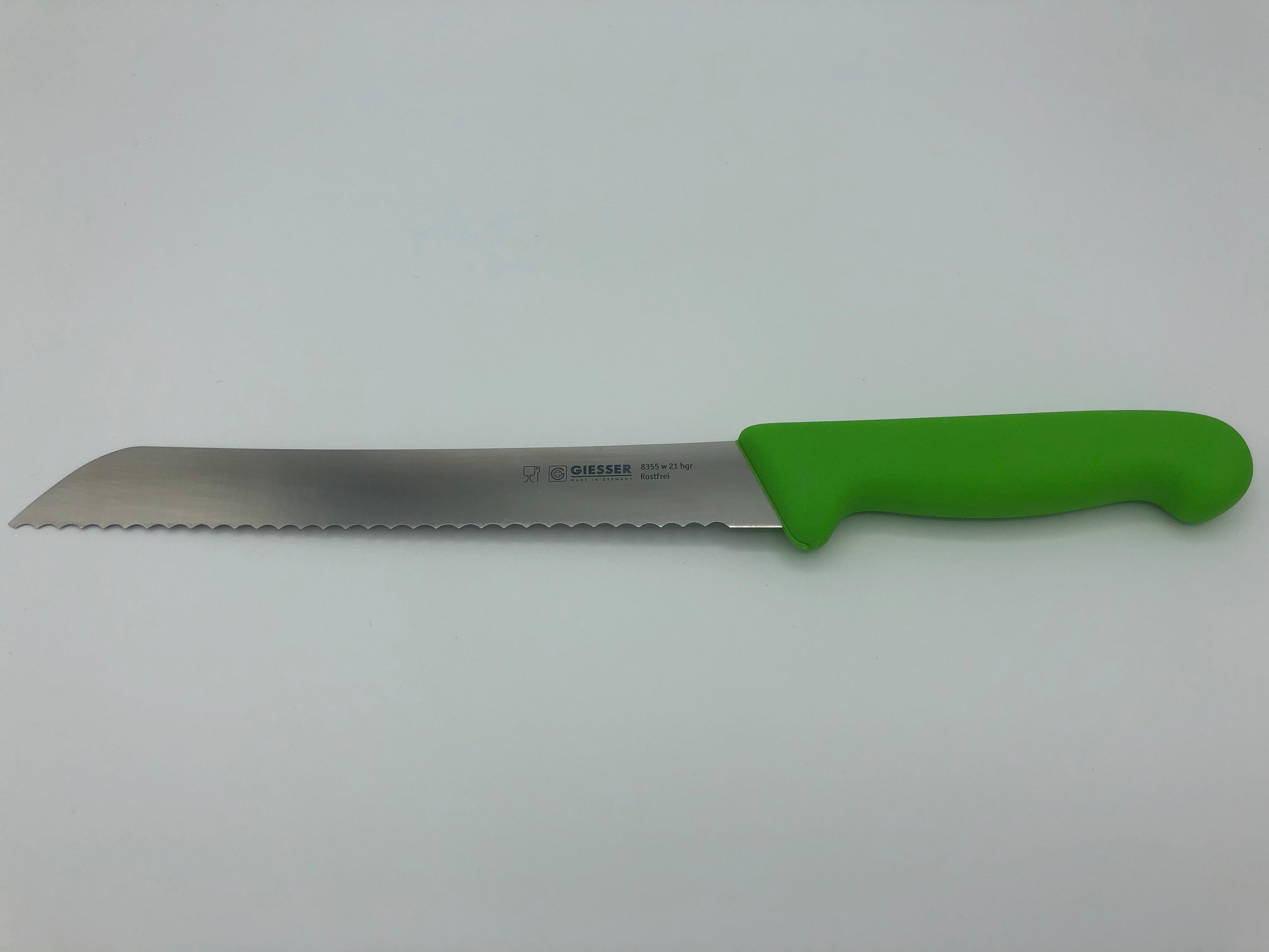 Giesser Messer Brotmesser Hellgrün mm ideal Kunststoffgriff, Brot Welle, schneiden Konditormesser 8355, zum 6