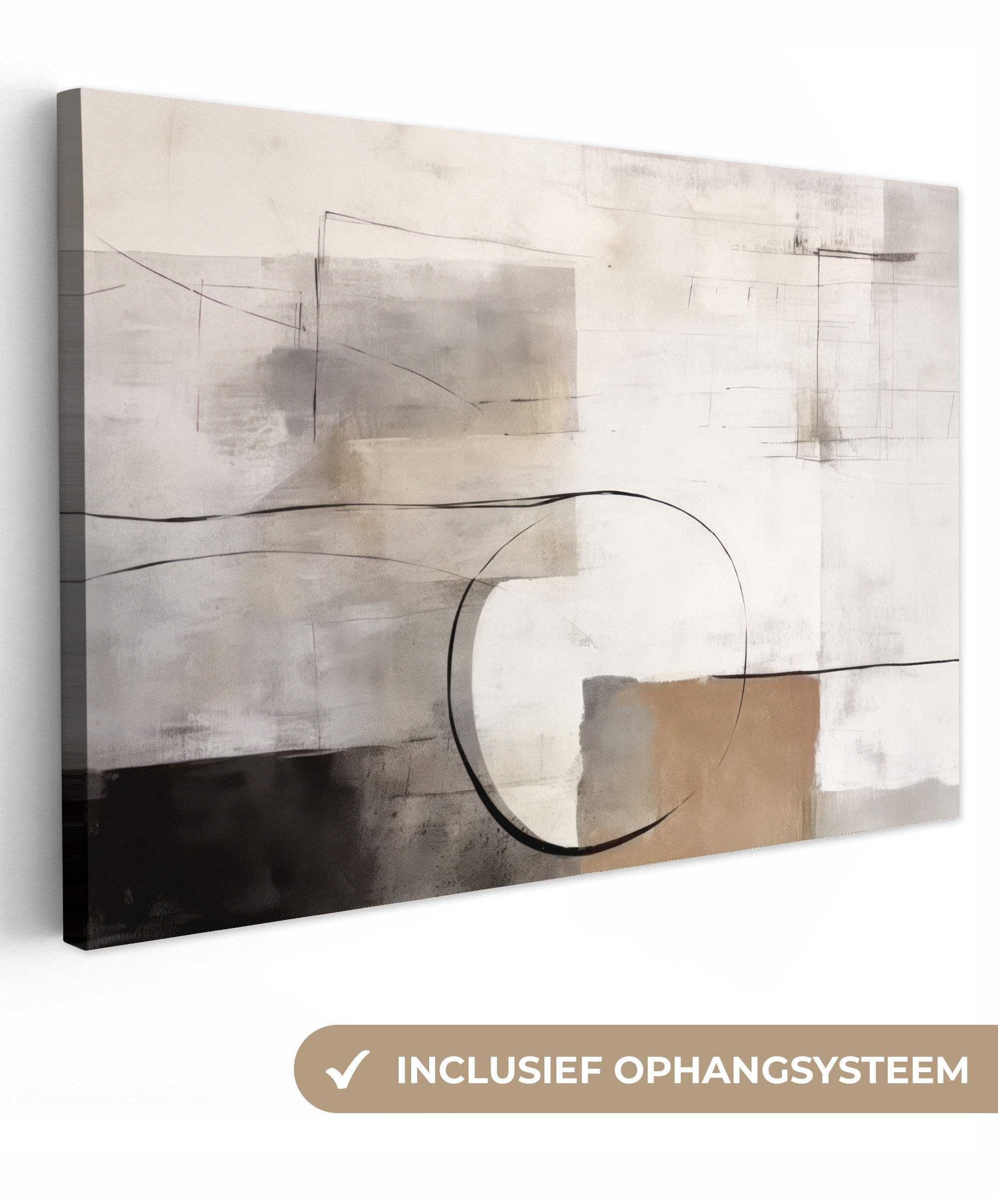 OneMillionCanvasses® Leinwandbild Abstrakte Kunst - Industriell - Weiß - Grau, Fotodruck (1 St), Leinwand Bilder Klein, Wand Dekoration Aesthetic 30x20 cm