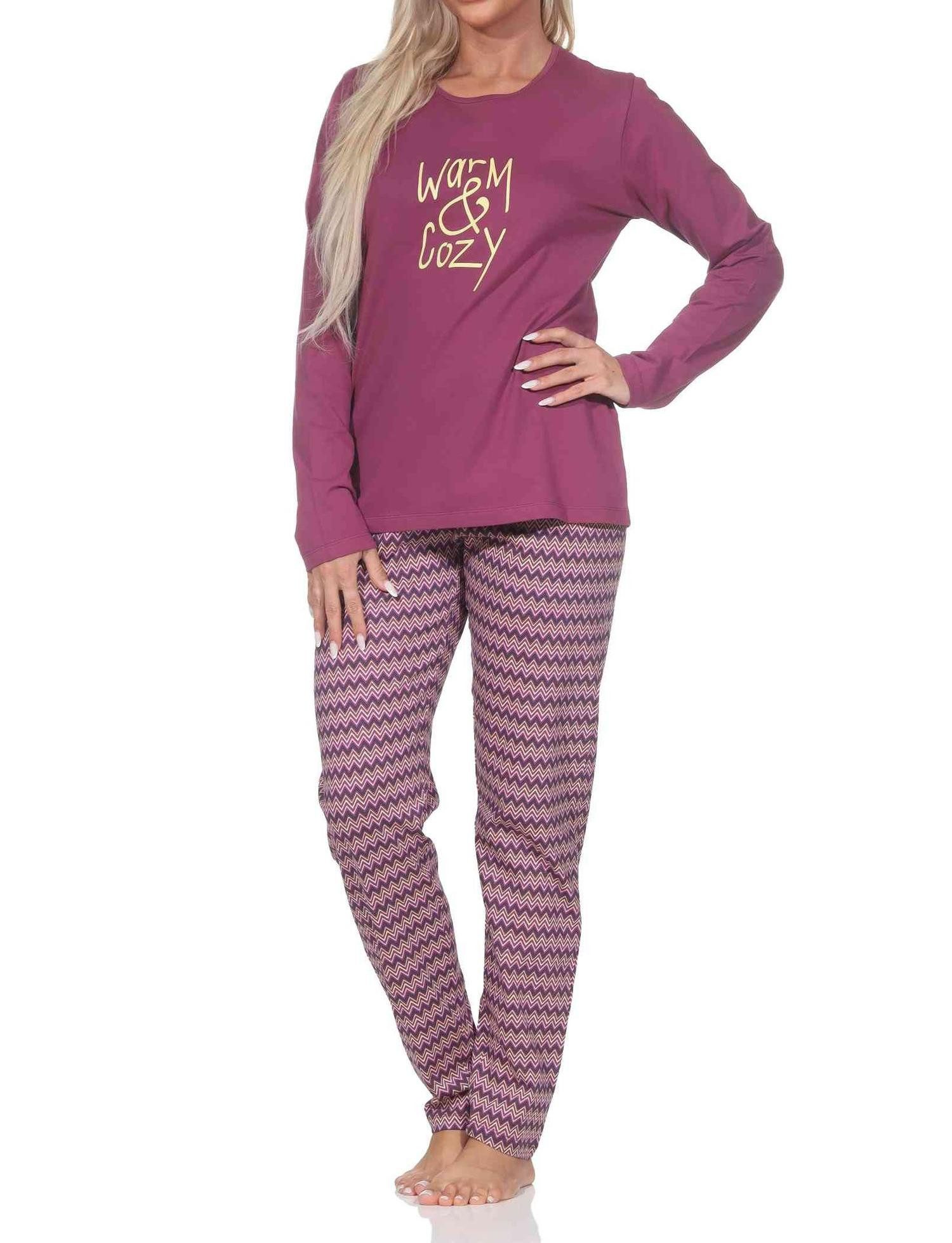 Normann Pyjama Normann Damen langarm Schlafanzug Pyjama im Ethnolook – Bild 4 von 5