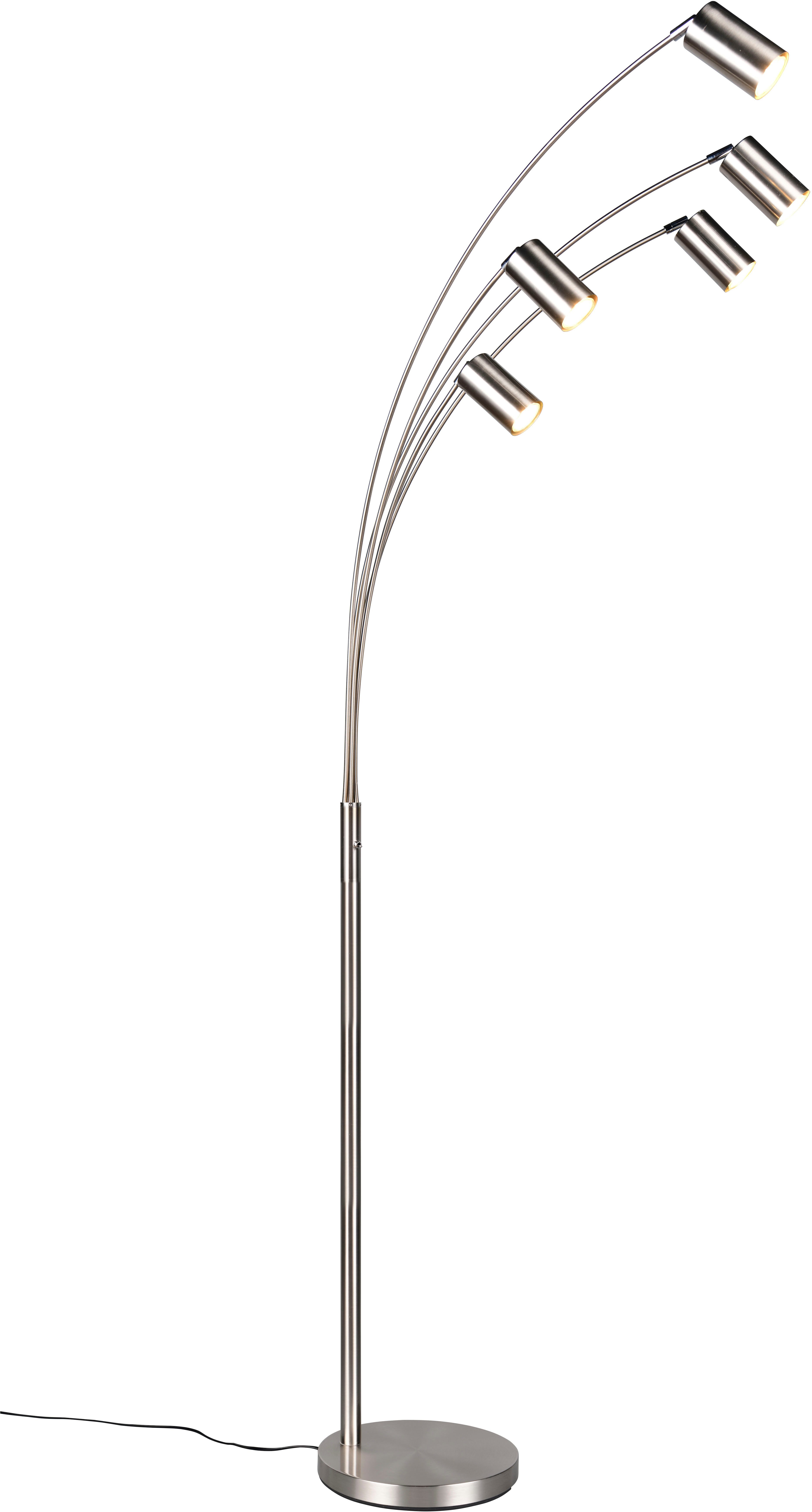 Stehlampe MARLEY, 5-flammige Bogenleuchte, exkl 5x GU10 max 10W, Kippschalter