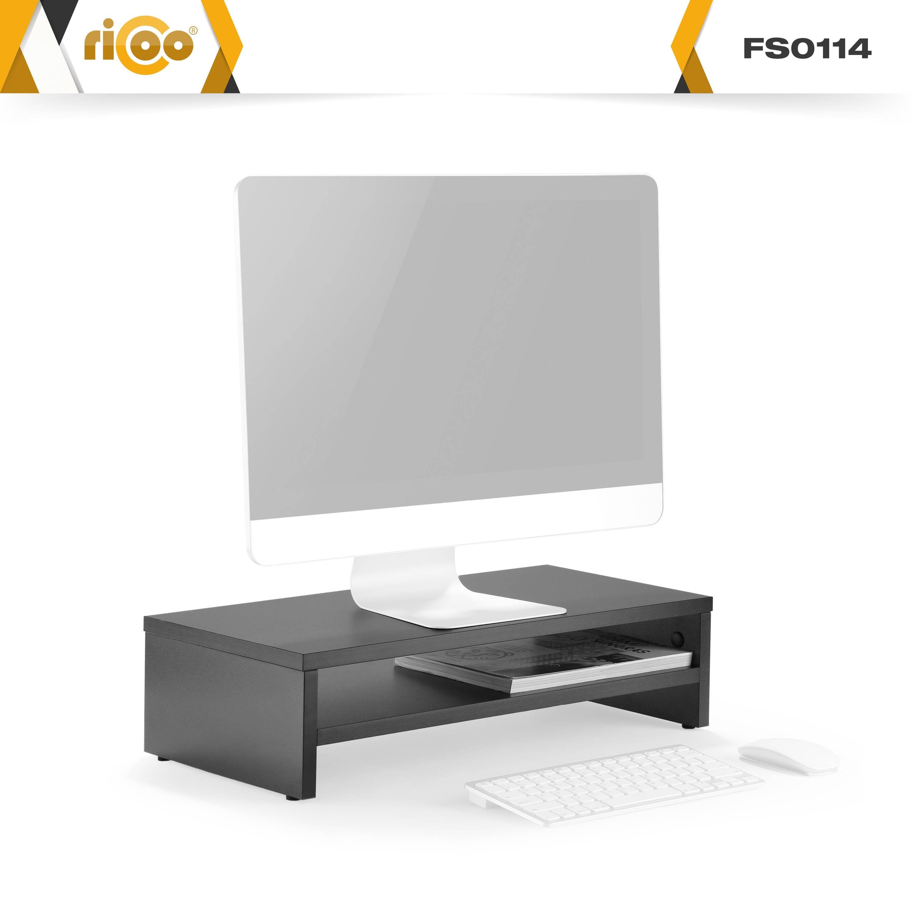 FS0114-S, Bildschirm Tisch Schreibtischaufsatz Schwarz RICOO Schreibtisch Monitorständer Aufsatz Monitorerhöhung