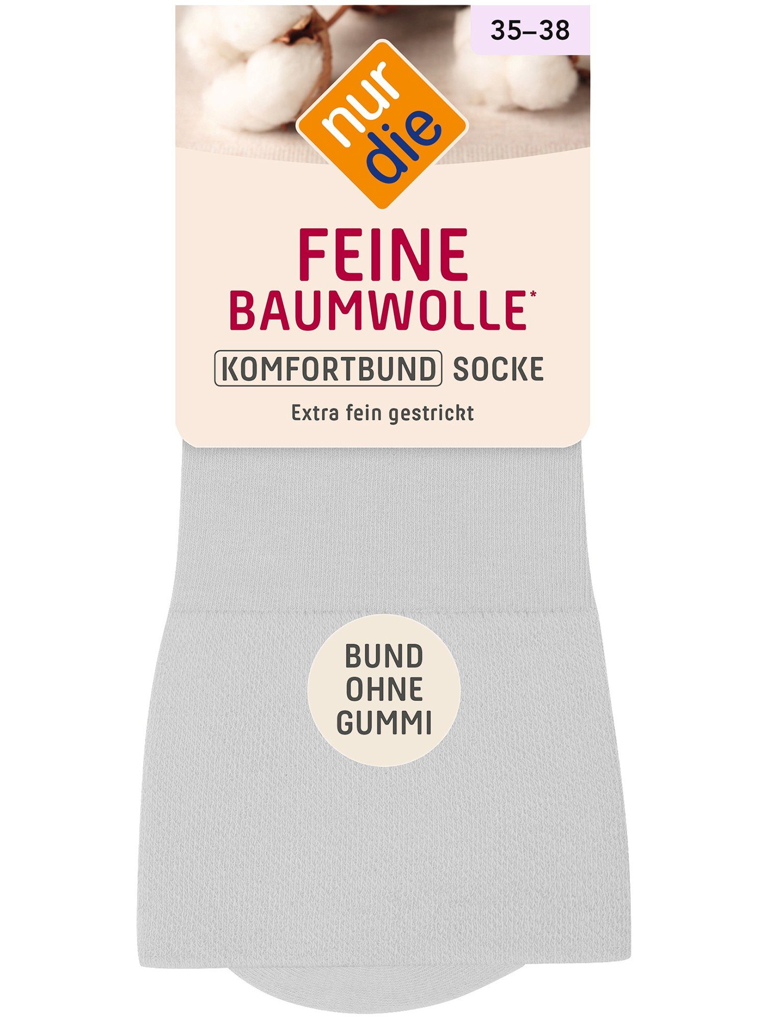 Nur Die Freizeitsocken Feine Baumwolle Komfort (1-Paar) weiß