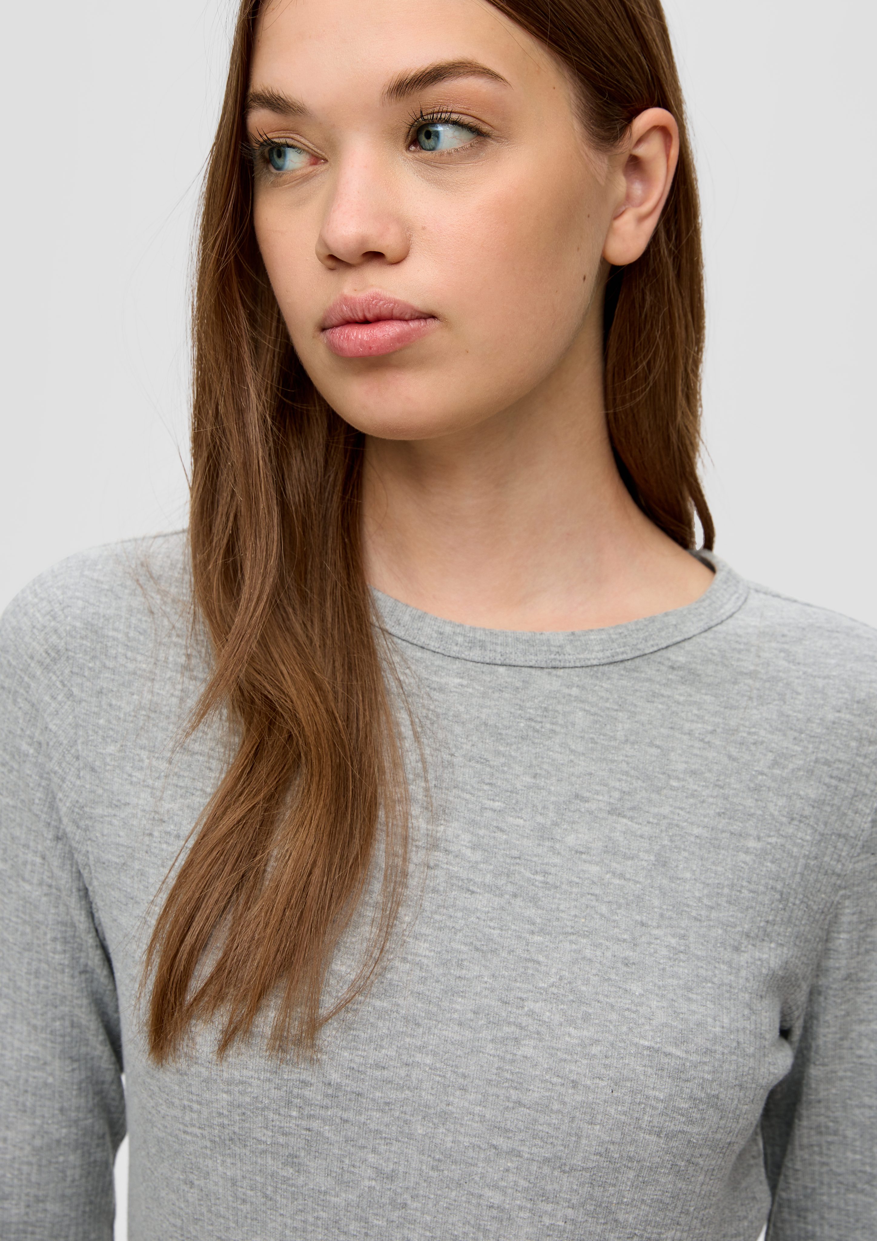 QS Langarmshirt Geripptes Longsleeve im Slim günstig online kaufen