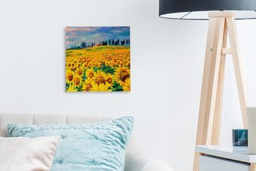 OneMillionCanvasses® Gemälde Ölfarbe - Gemälde - Blumen - Sonnenblume, (1 St), Leinwand Bilder für Wohnzimmer Schlafzimmer