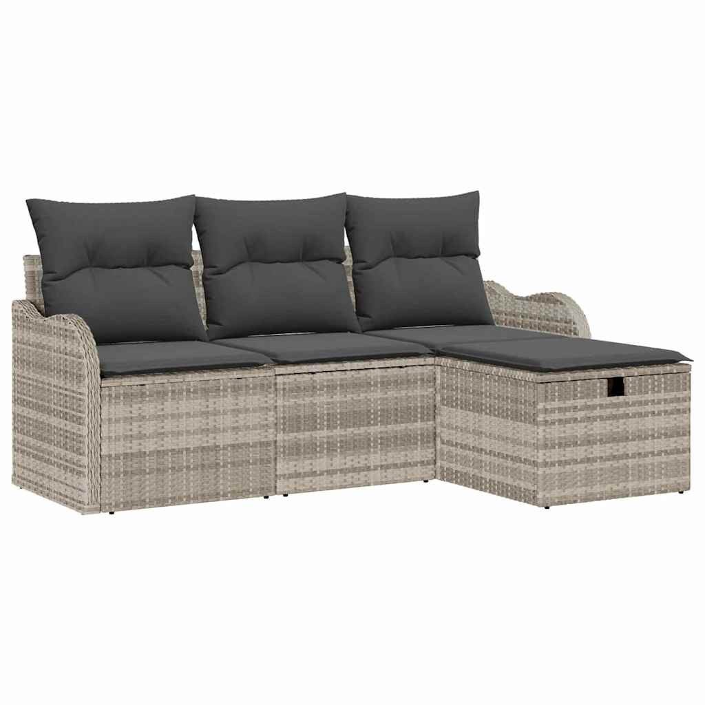 vidaXL Loungesofa Gartensofa-set 4 Stk. Hellgrau Poly-Rattan, 4 Teile